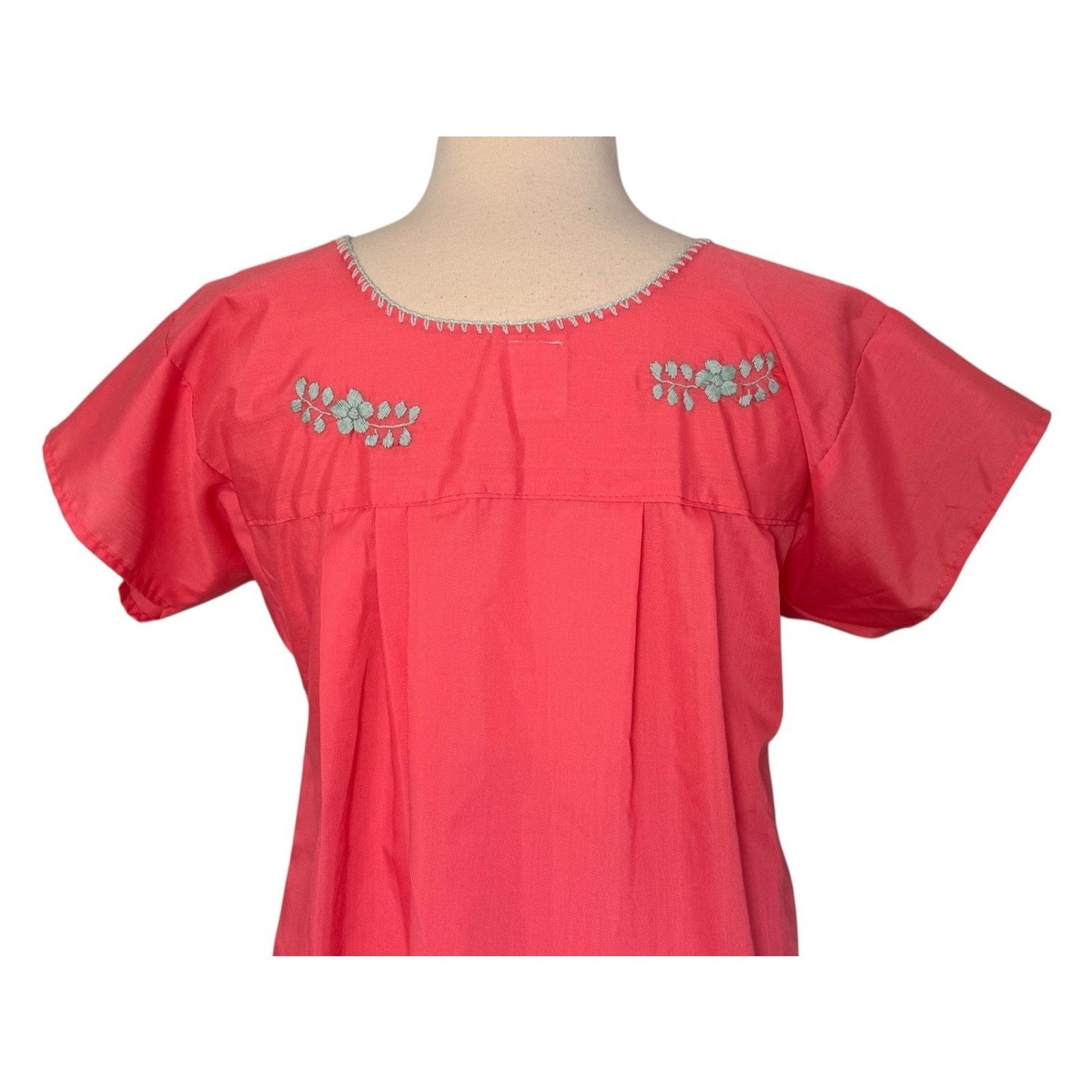 Other Mexican Floral Embroidered Pink Salmon Peasant Blouse M NEW Size M / US 6-8 / IT 42-44 - 8 Thumbnail