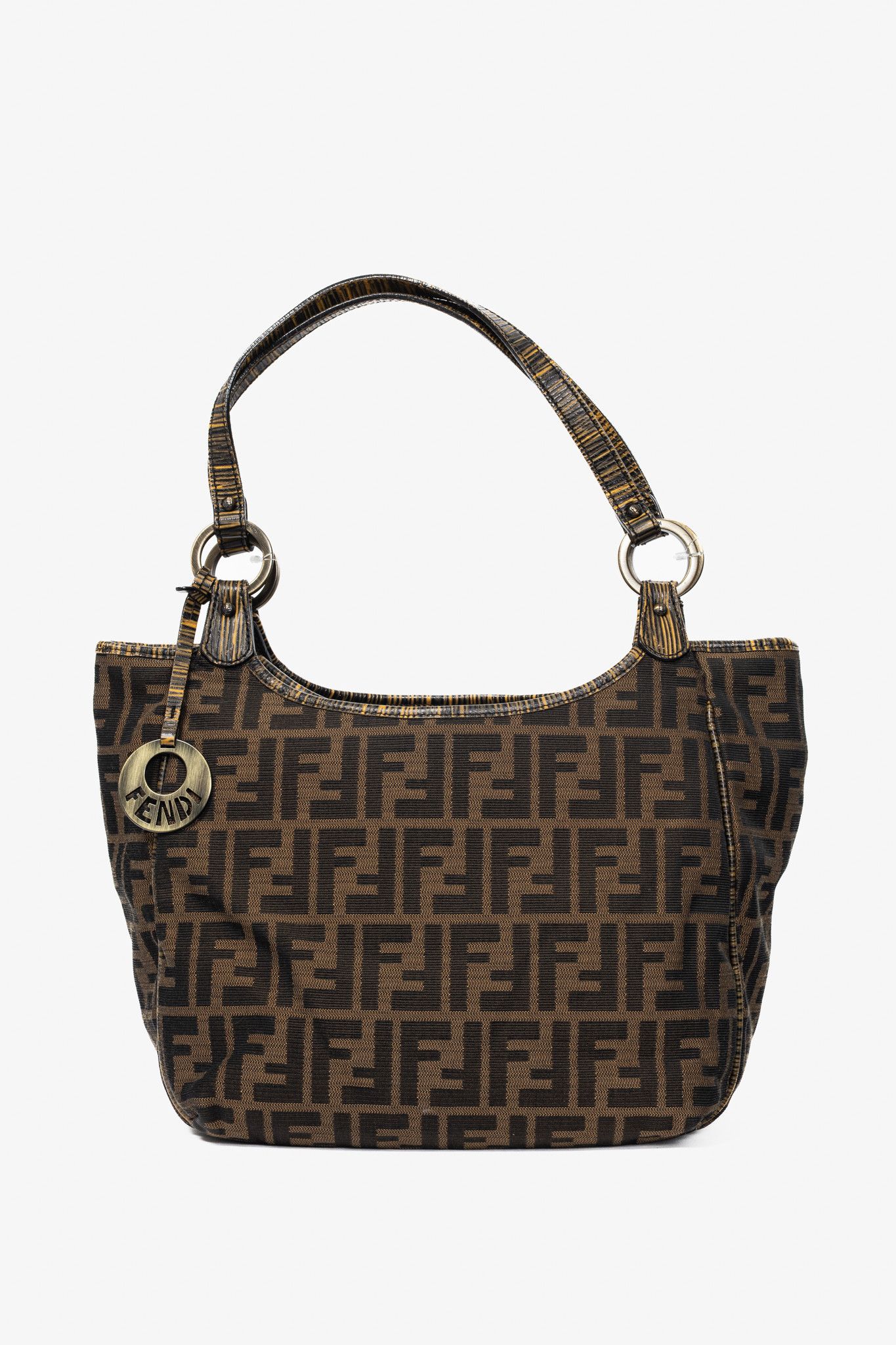 Fendi Fendi Chef Brown Zucca Canvas Leather-Trim Tote Size ONE SIZE - 1 Thumbnail