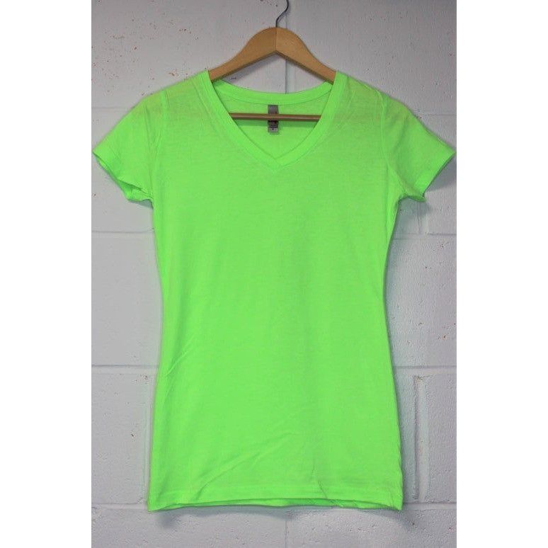 Next Level Bright Neon Green V-Neck T-Shirt - Women's 2XL Size XXL / US 16-18 / IT 52-54 - 1 Preview