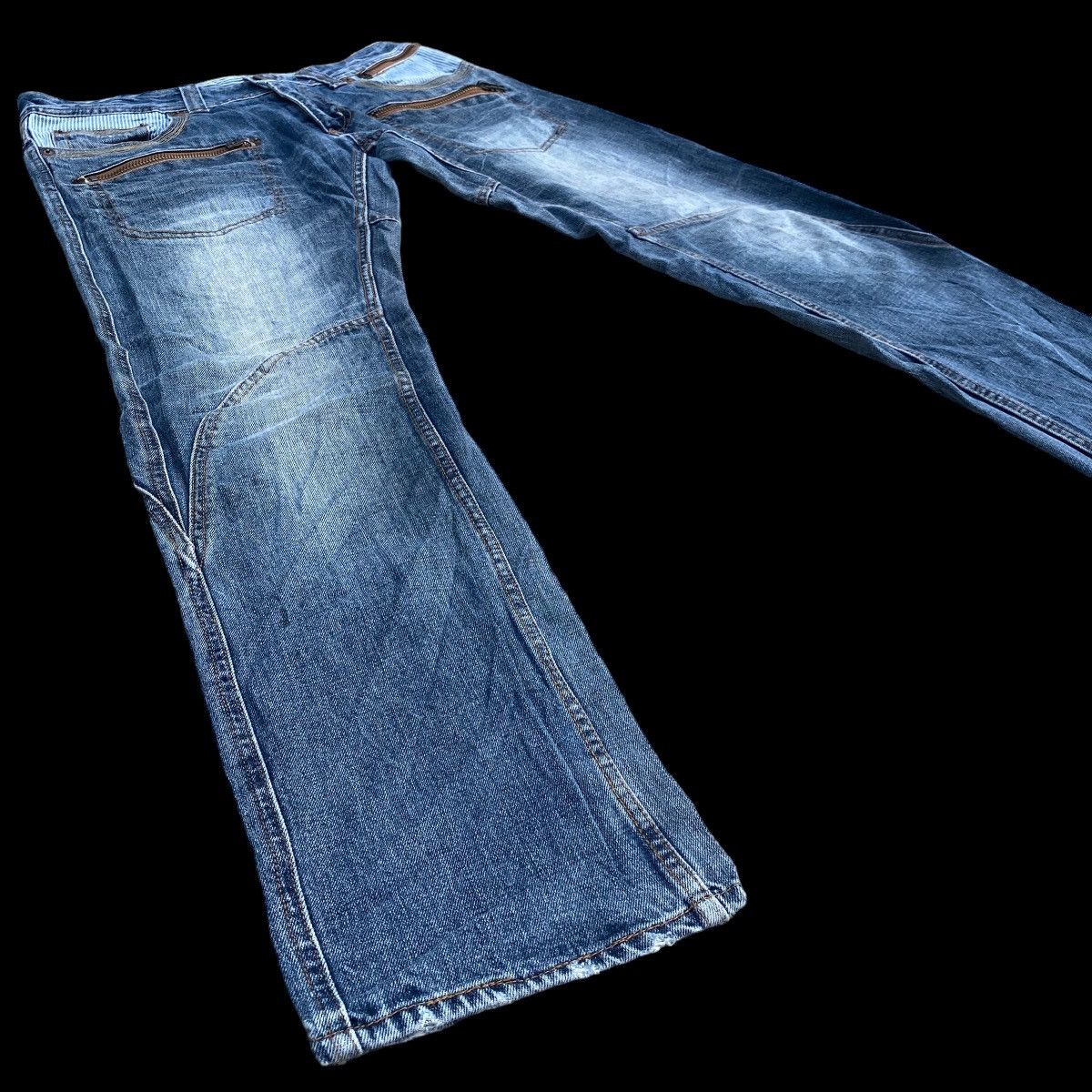 Japanese Brand Multi Pocket Made In Heaven Bondage Faded Blue Denim Jeans Size US 36 / EU 52 - 2 Thumbnail