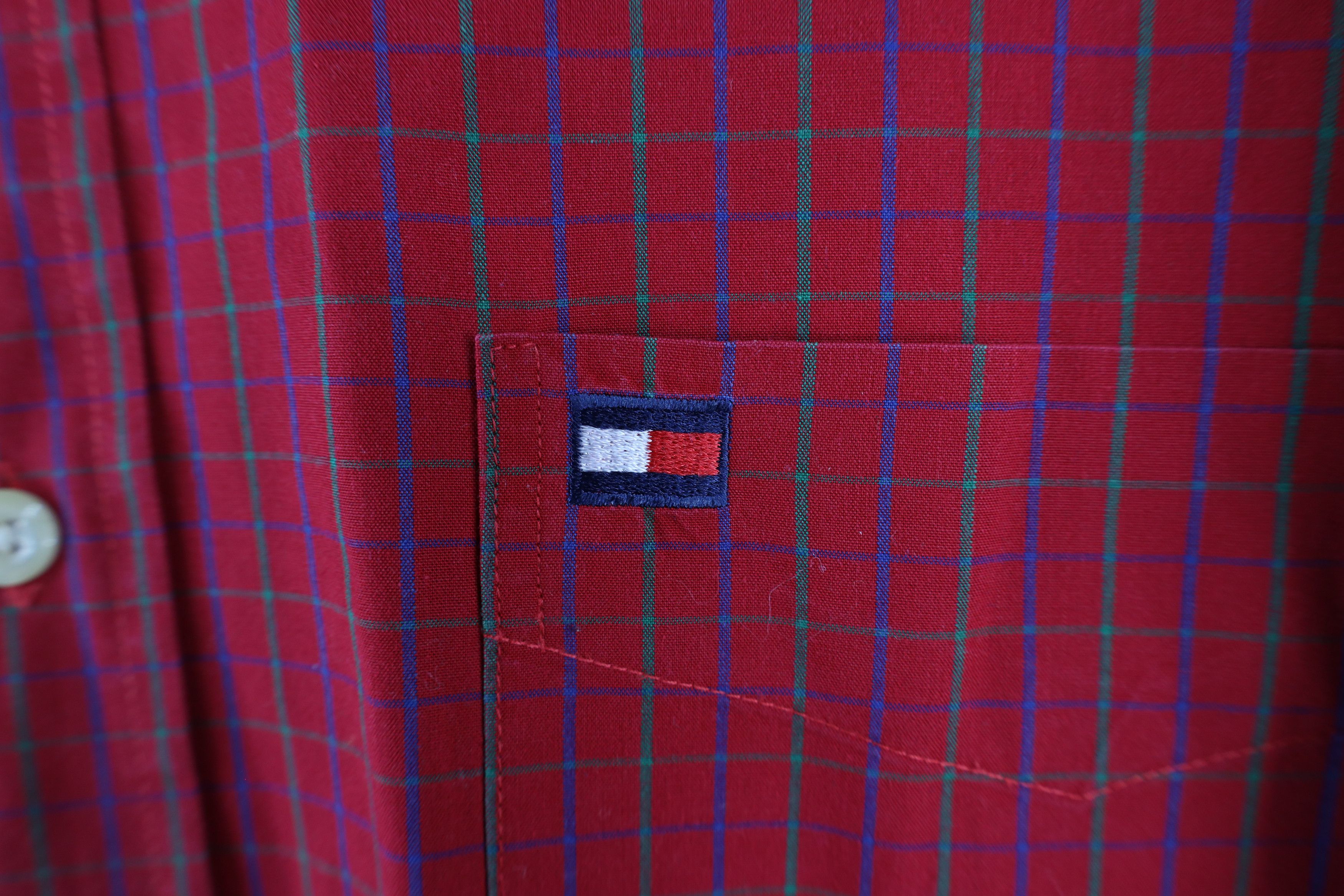 Tommy Hilfiger × Vintage Vintage 90s Tommy Hilfiger Collared Button Down Shirt Plaid Size US L / EU 52-54 / 3 - 4 Thumbnail