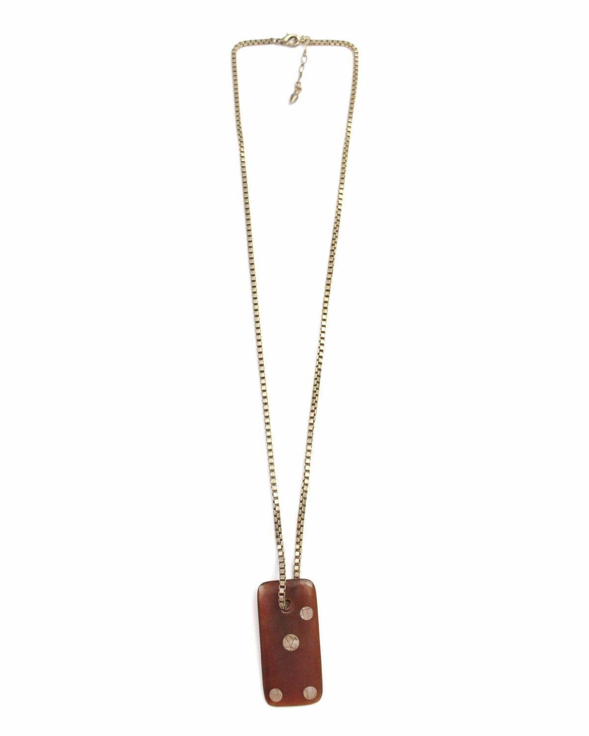 Vintage 2000S NATURAL HORN DOMINO PENDANT GOLD-TONE CHAIN Size ONE SIZE - 1 Thumbnail