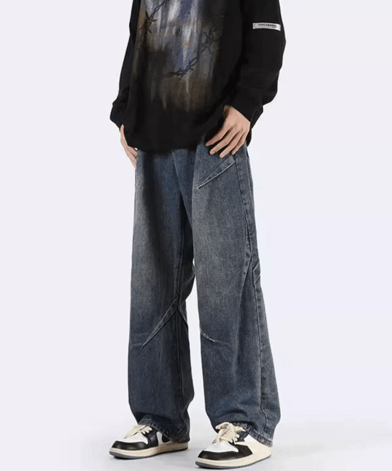 Japanese Brand × Vintage Men's wide-leg loose straight patchwork jeans y2k Size US 32 / EU 48 - 2 Thumbnail