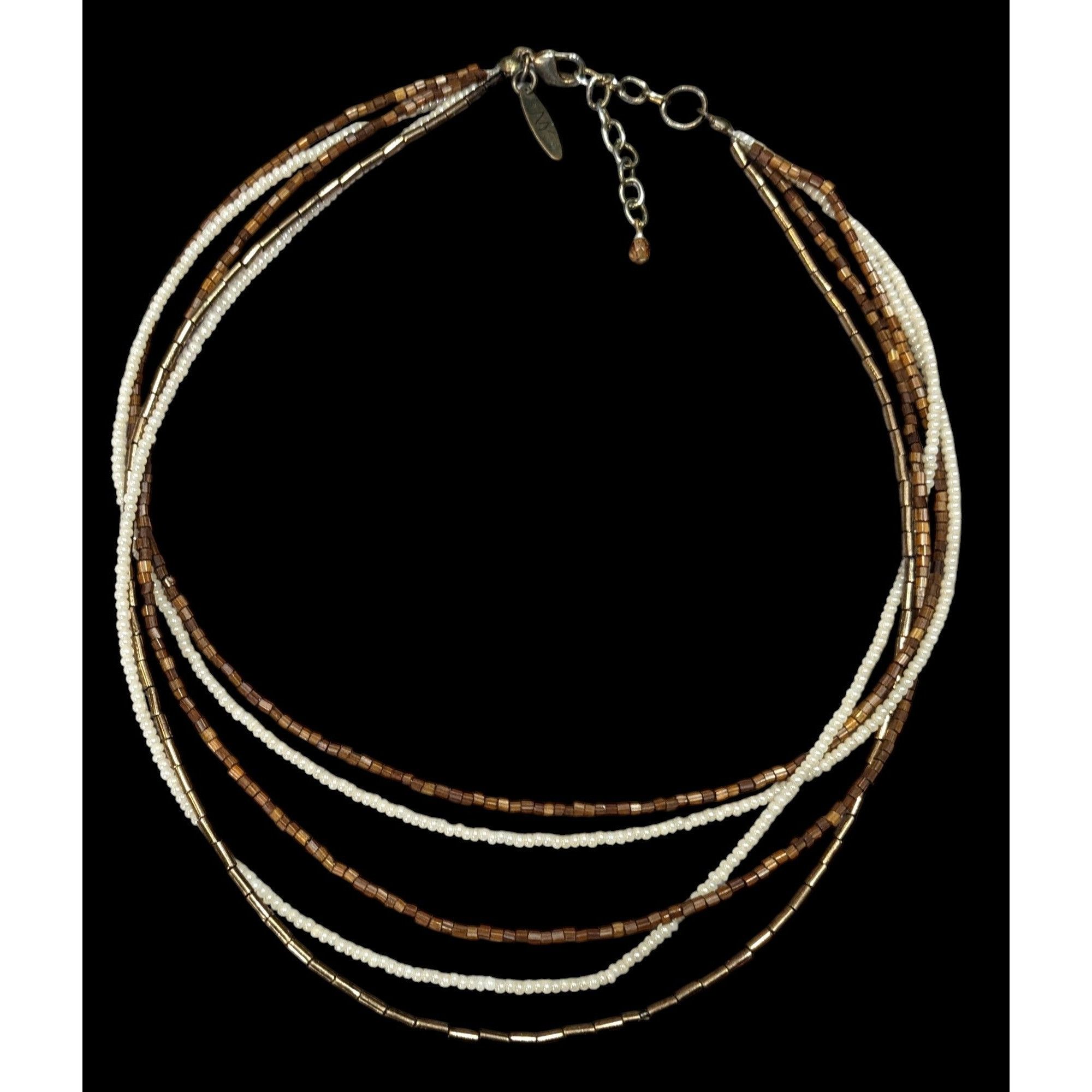 Other NY Earthy Glass Beaded Brown And White Layered Necklace Size ONE SIZE - 1 Thumbnail