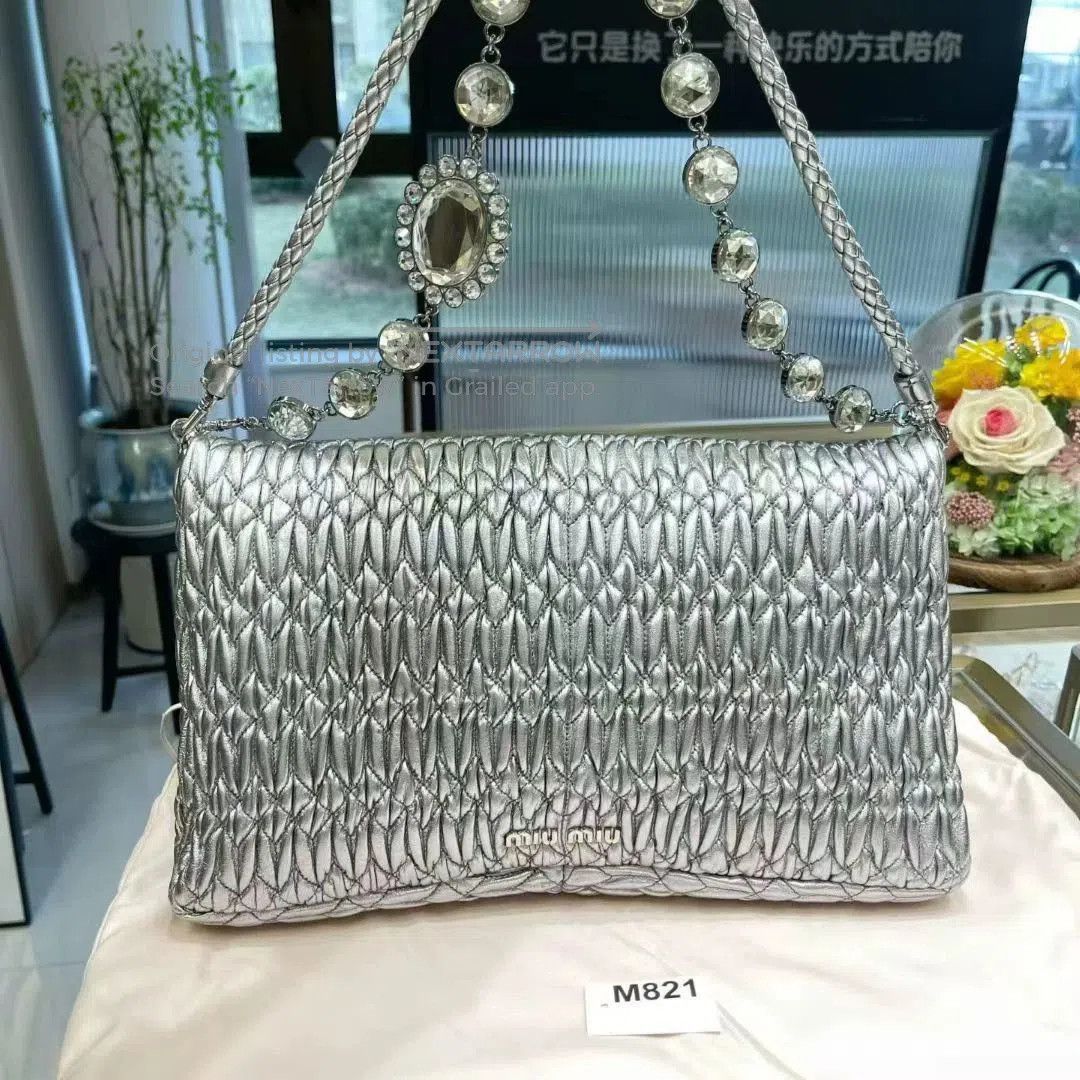 Miu Miu Miu Miu Crystal Embellished Silver Bag 99 New M821/ Size ONE SIZE - 5 Thumbnail