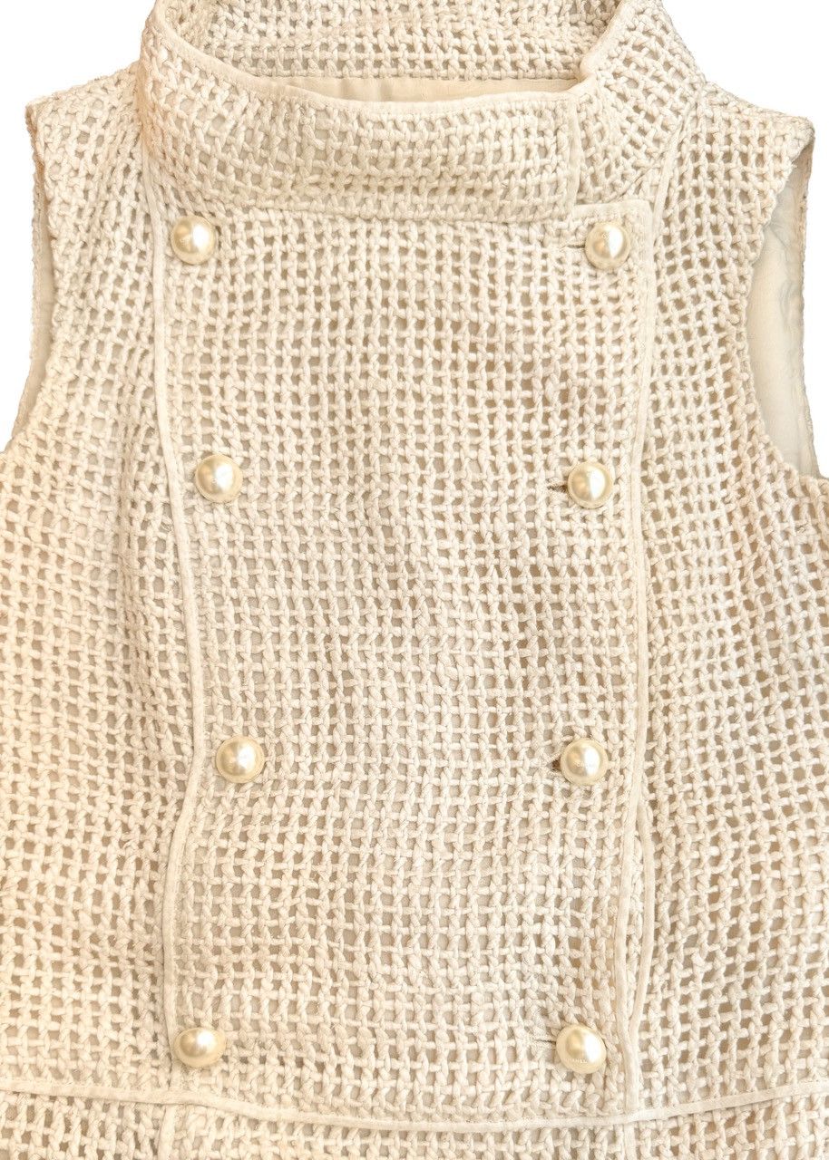 Chanel Chanel SS13 Ivory Open Knit Double Breasted Silk Dress Size S / US 4 / IT 40 - 3 Thumbnail