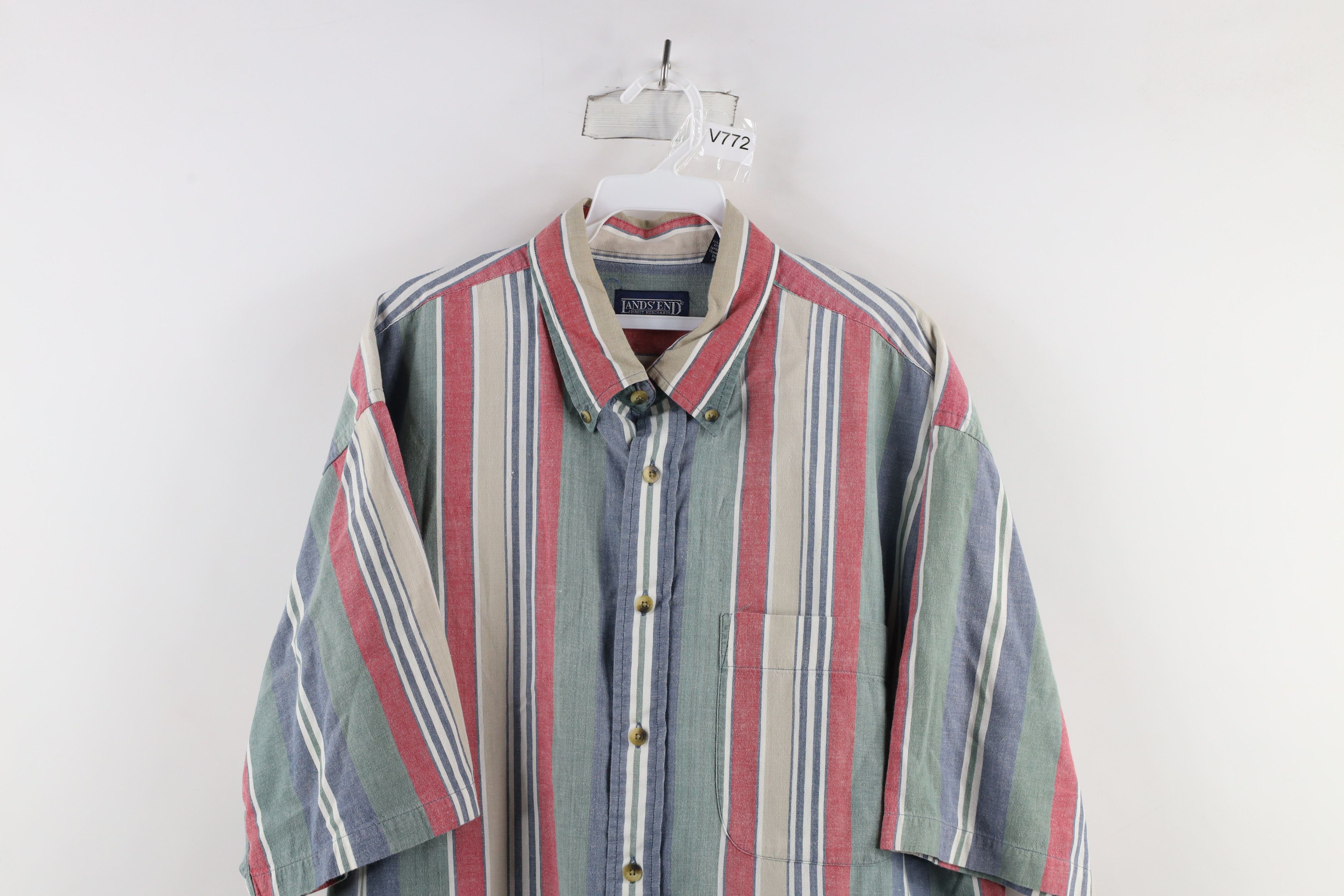 Lands' End × Vintage Vintage 90s Lands End Striped Button Down Shirt Cotton Size US L / EU 52-54 / 3 - 2 Thumbnail