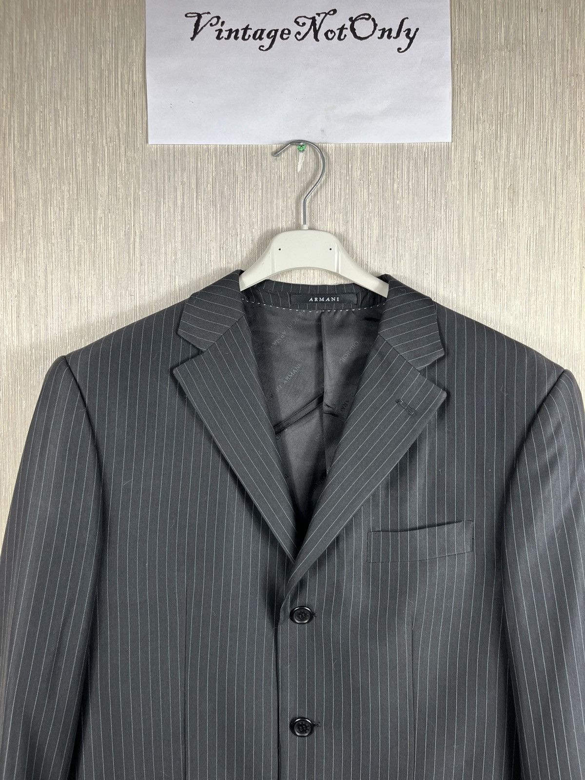 Giorgio Armani × Vintage Vintage Giorgio Armani striped wool blazer jacket luxury Size 46R - 5 Thumbnail