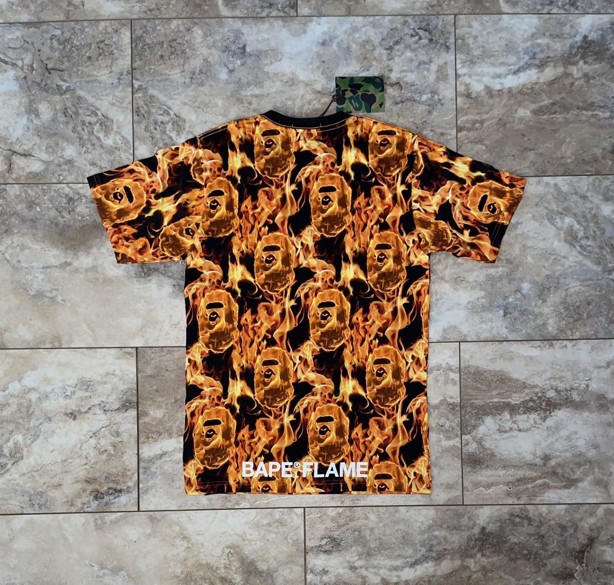 Bape BAPE Flame Wide Tee Orange Size Small Brand New Size US S / EU 44-46 / 1 - 2 Thumbnail