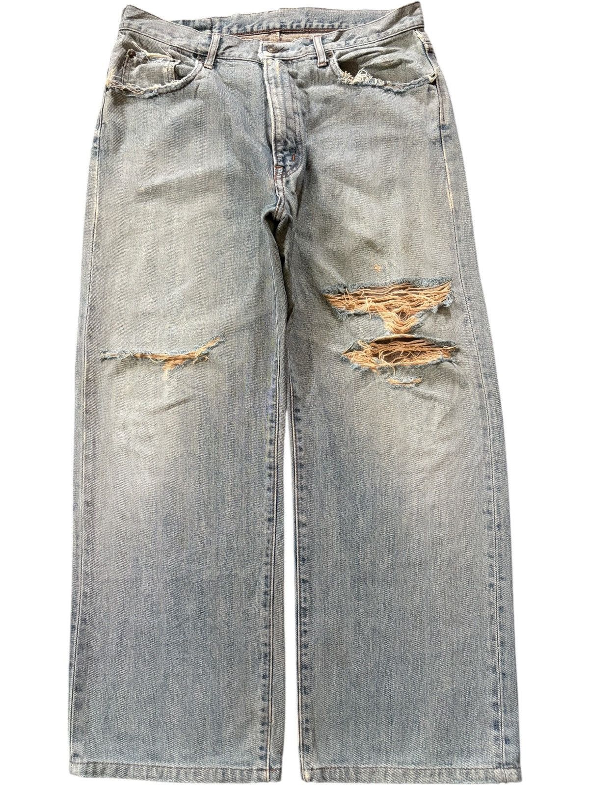 Edwin Vintage Japanese Brand Rusty Wash Distress Baggy Jeans Size US 33 - 1 Thumbnail