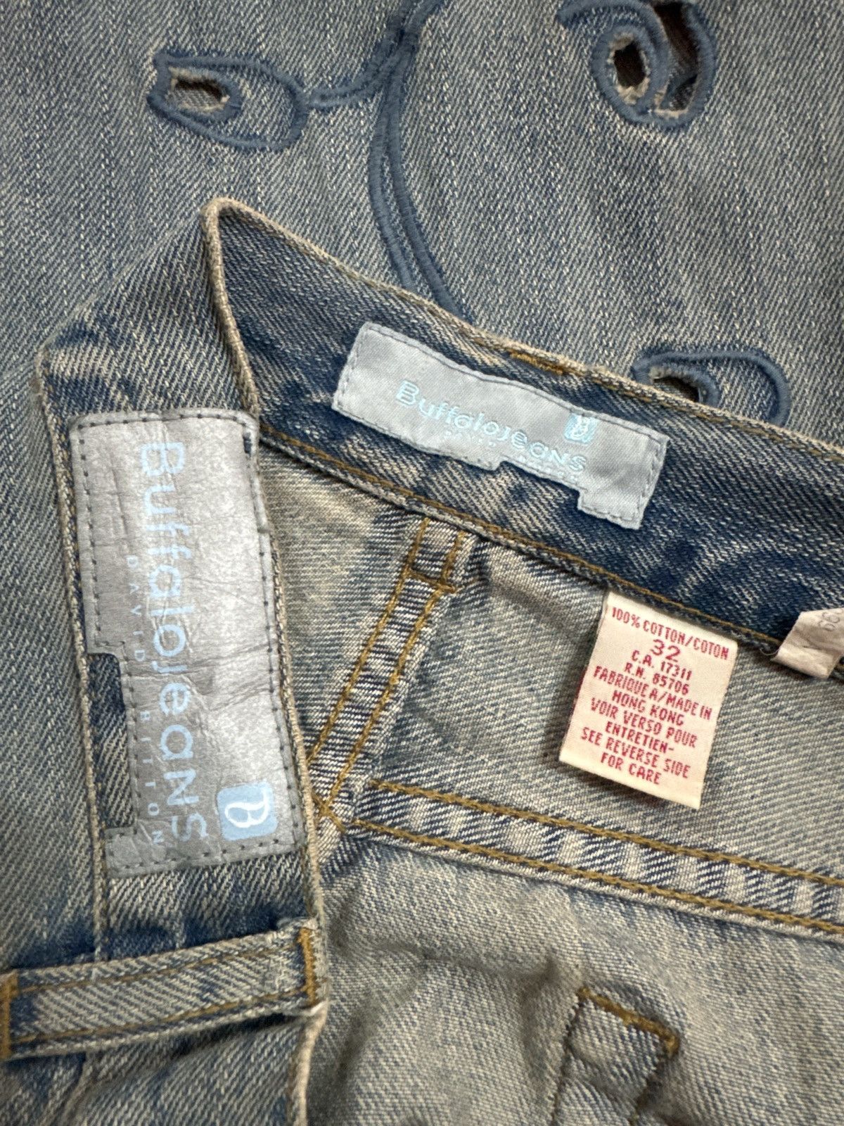 Flared Distressed BUFFALO JEANS Trashed Embroidery Denim