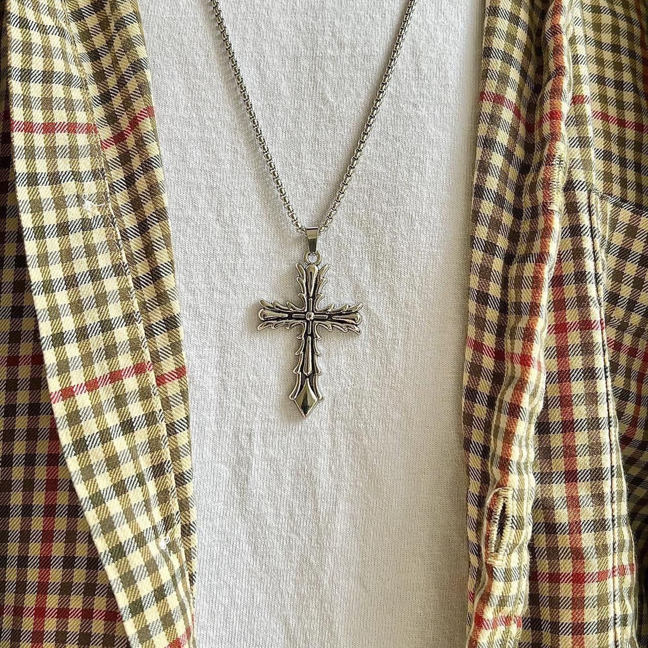 Japanese Brand gothic grunge silver cross pendant necklace Size ONE SIZE - 7 Thumbnail