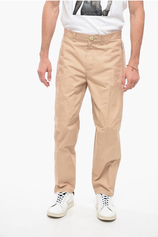 image of Lanvin Cotton Blend Pants With Ankle Zips in Beige, Men's (Size 31)