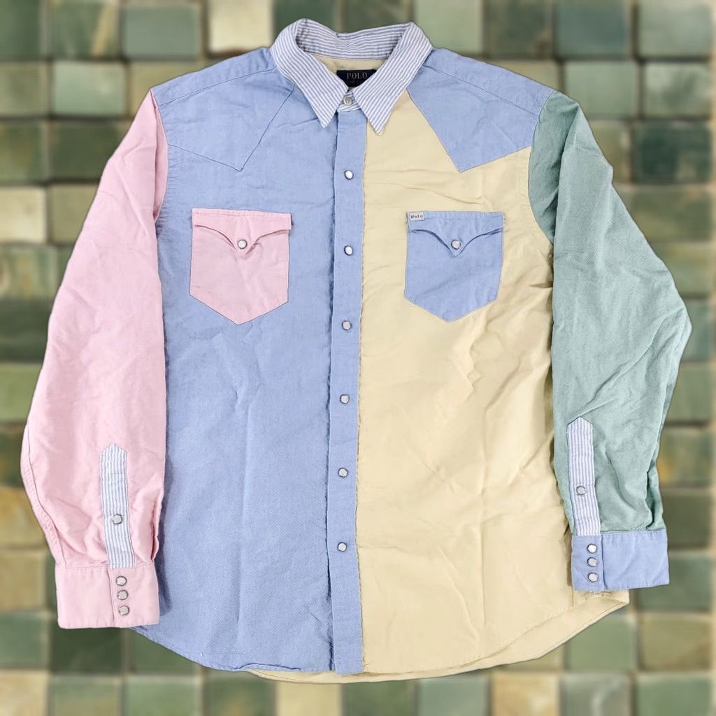 Polo Ralph Lauren **Polo Ralph Lauren Mens XXXL Color Block Pearl Snap Shirt** User: **Polo Ralph Lauren Mens XXXL Color Block Pearl Snap Shirt** Size US XXL / EU 58 / 5 - 1 Thumbnail