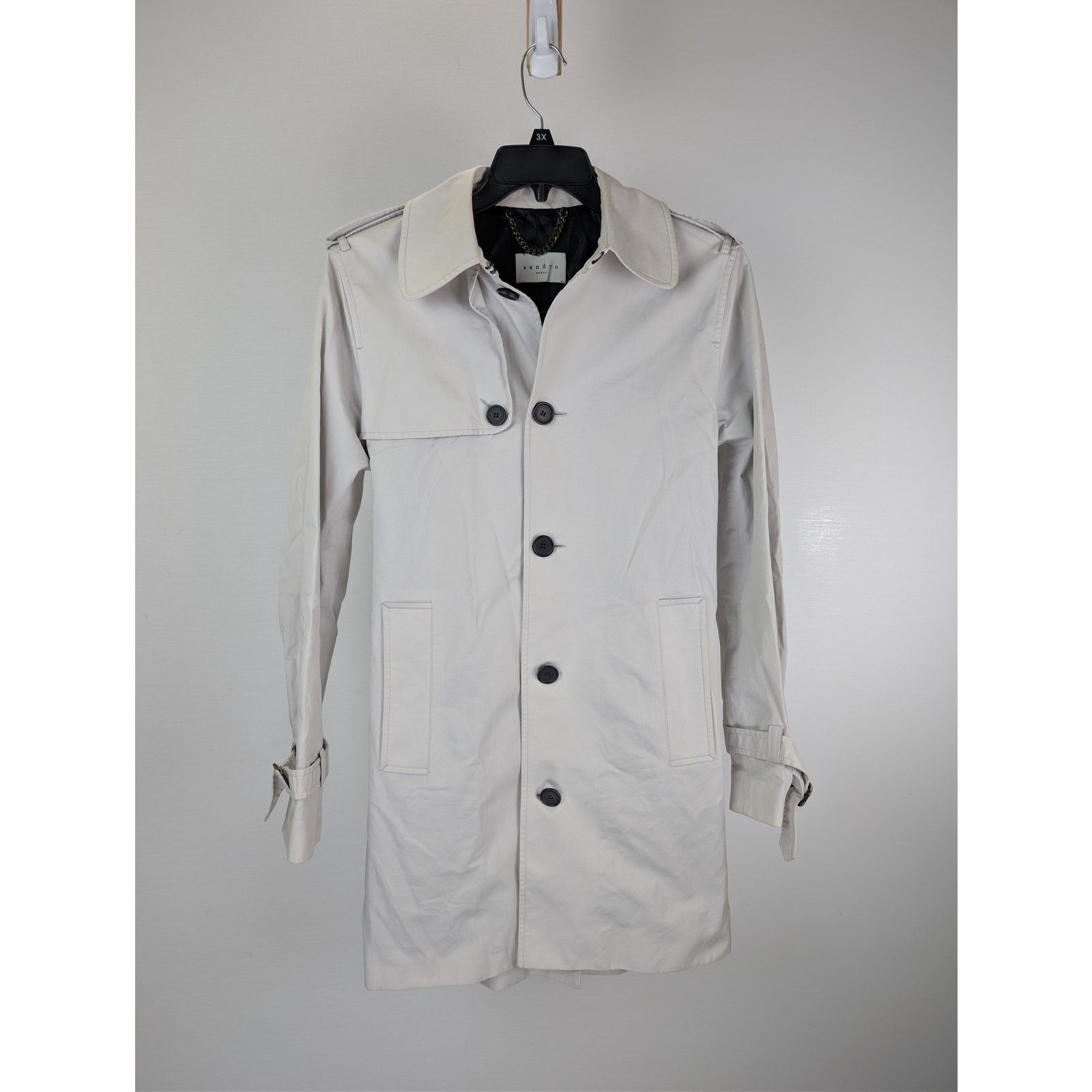 Sandro o1rshd1 CC20 short trench coat in a light beige Size US M / EU 48-50 / 2 - 1 Thumbnail