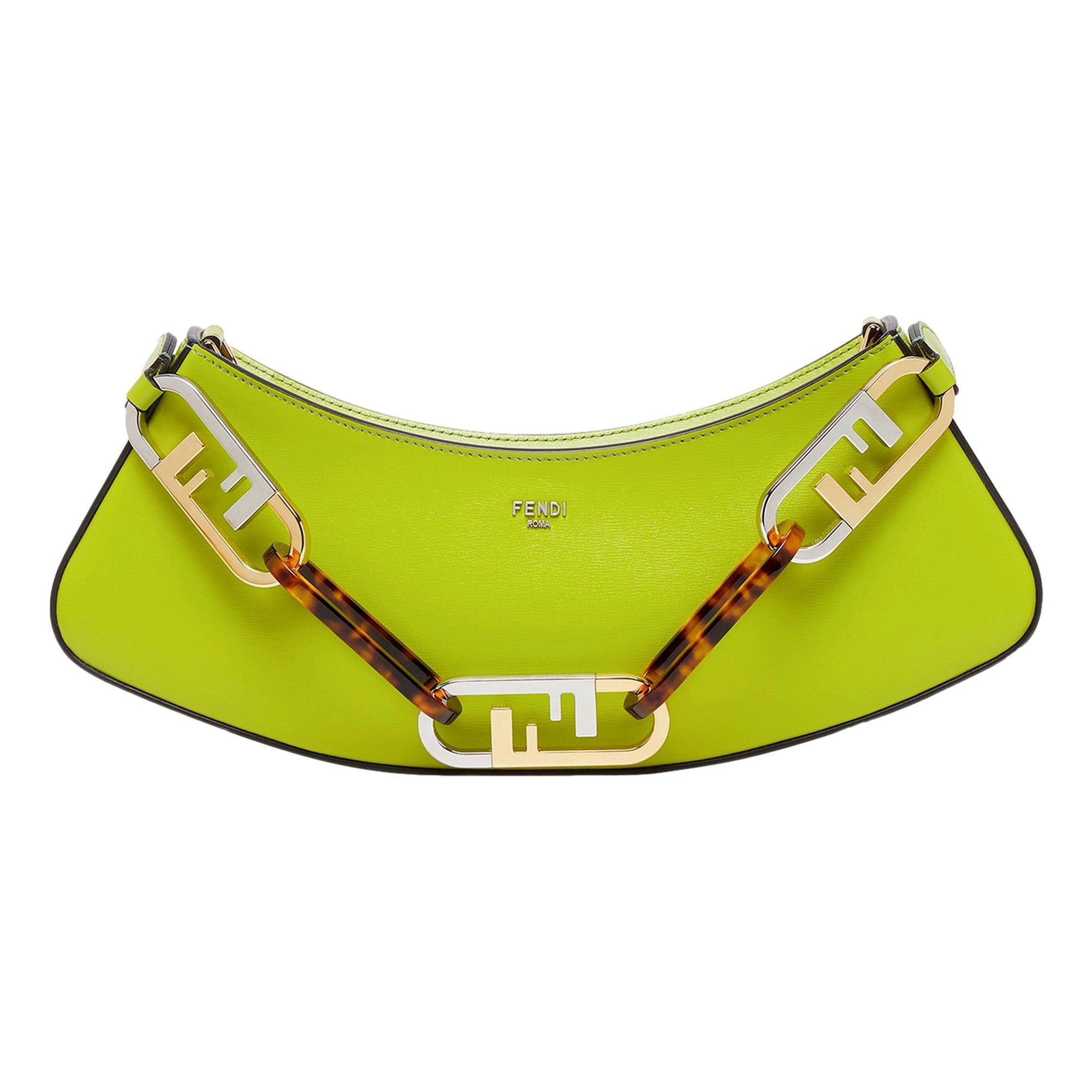 image of NWT Fendi O'lock Swing Wasabi Green Calf Leather Small Hobo Shoulder Bag, Women's