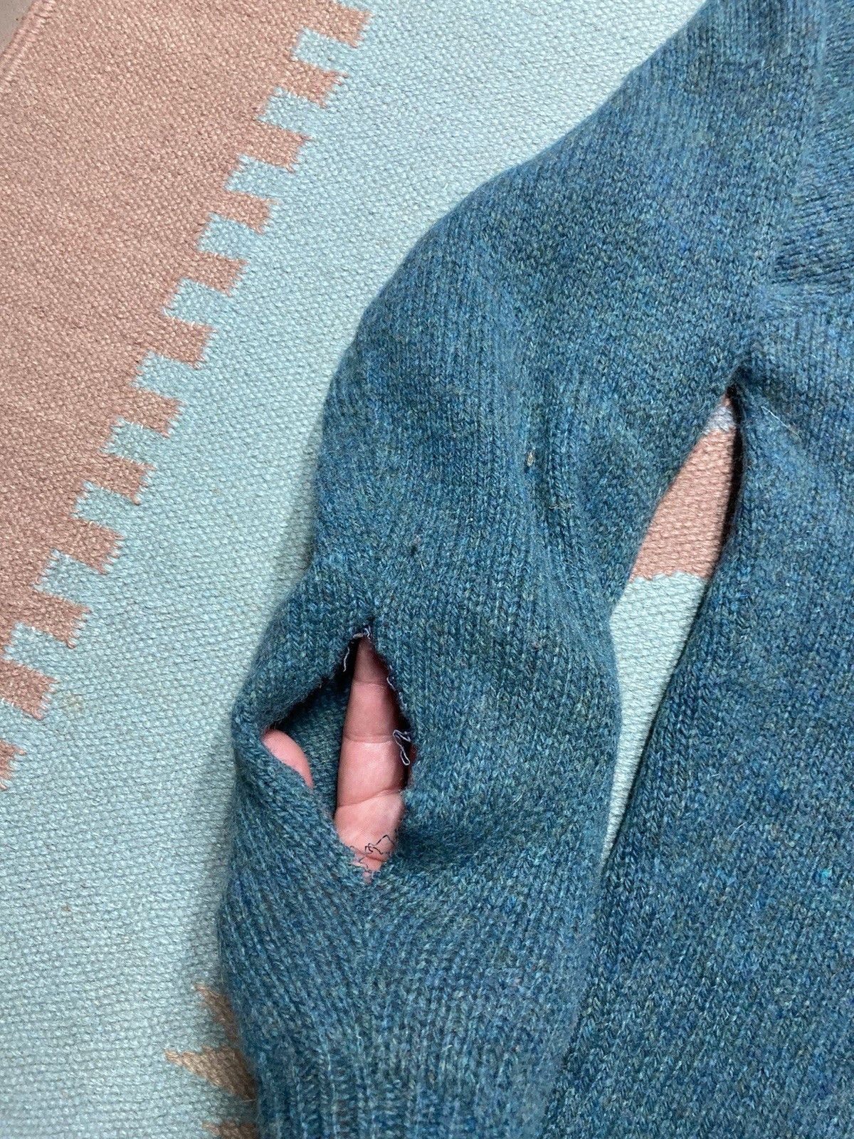 Vintage 50s 60s knit sweater sears wool camel blend distressed large Size US L / EU 52-54 / 3 - 2 Thumbnail