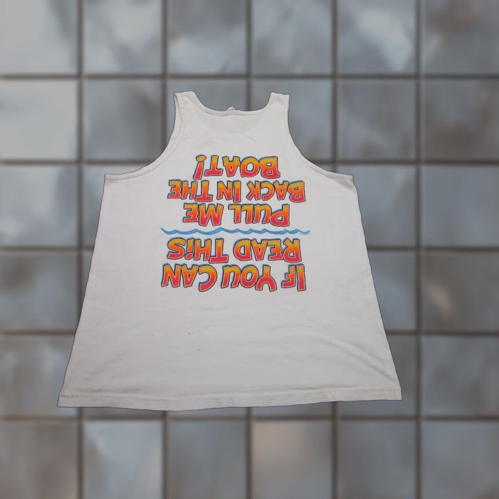 Vintage VINTAGE Water Worx Fisherman Tank Top Shirt Mens XL White Cotton Jersey 90s Grunge USA Size US XL / EU 56 / 4 - 1 Thumbnail