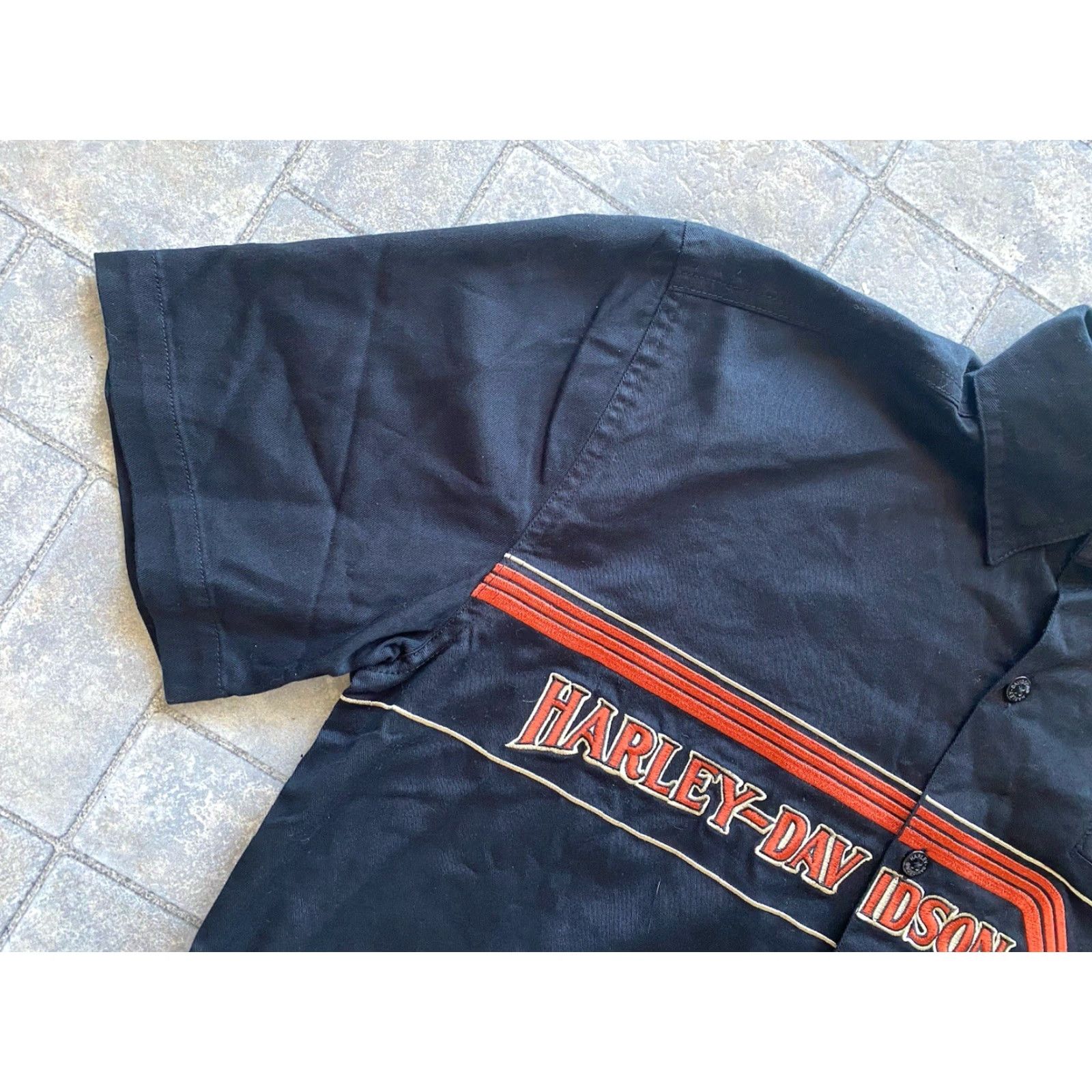 Harley Davidson Harley-Davidson Shirt Mens M Black Orange Short Sleeve Button-Down Embroidered Size US M / EU 48-50 / 2 - 5 Thumbnail