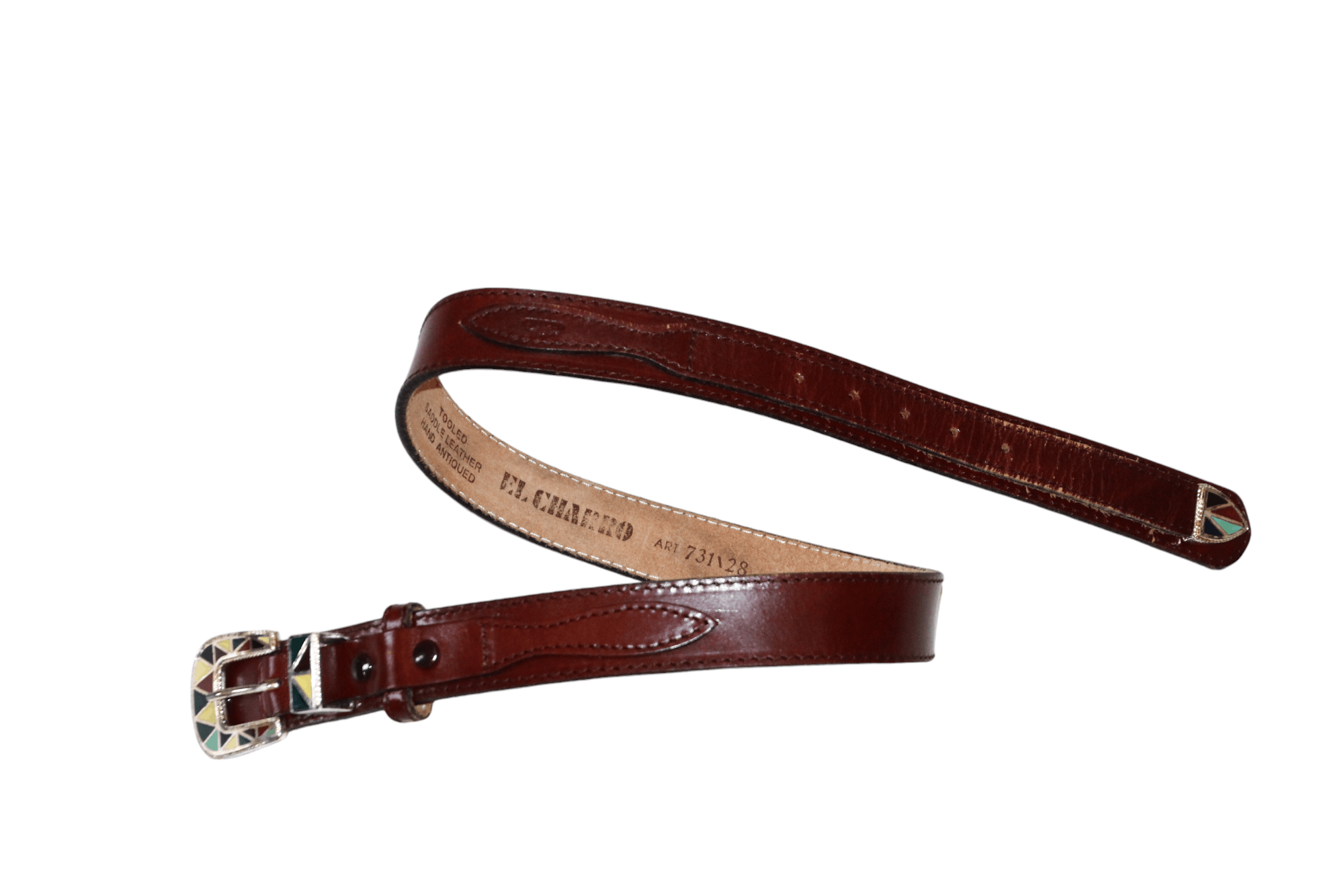 Vintage El Charro tooled saddle leather hand crafted western belt Size ONE SIZE - 1 Thumbnail