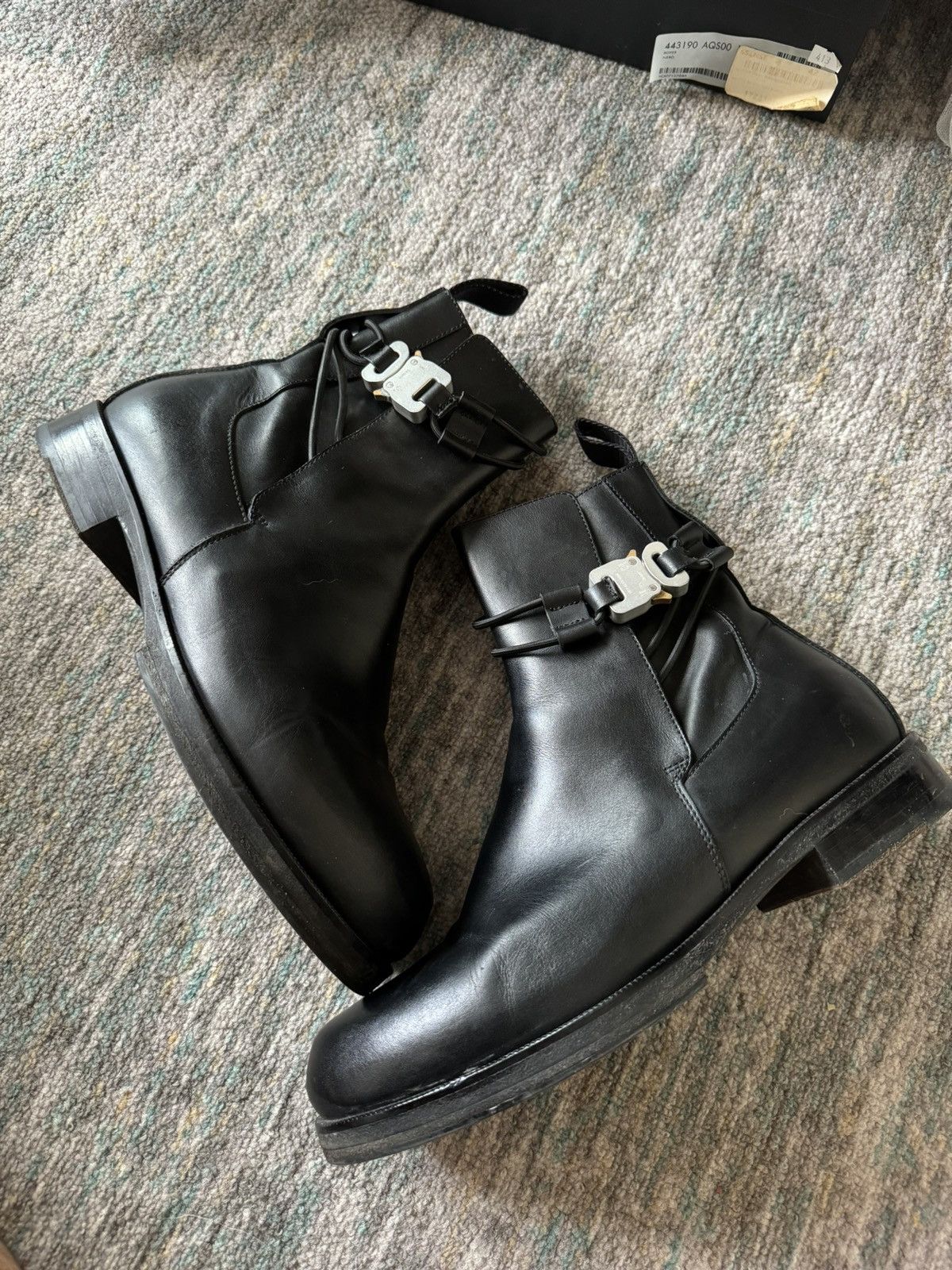 image of 1017 Alyx 9Sm Buckle Chelsea Shoes in Black, Men's (Size 9)