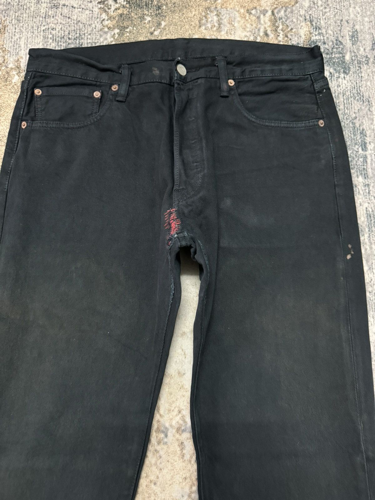 Levi's × Levi's Vintage Clothing × Vintage Vintage Levi’s 501 Distressed Black Denim Jeans Size US 34 / EU 50 - 2 Thumbnail