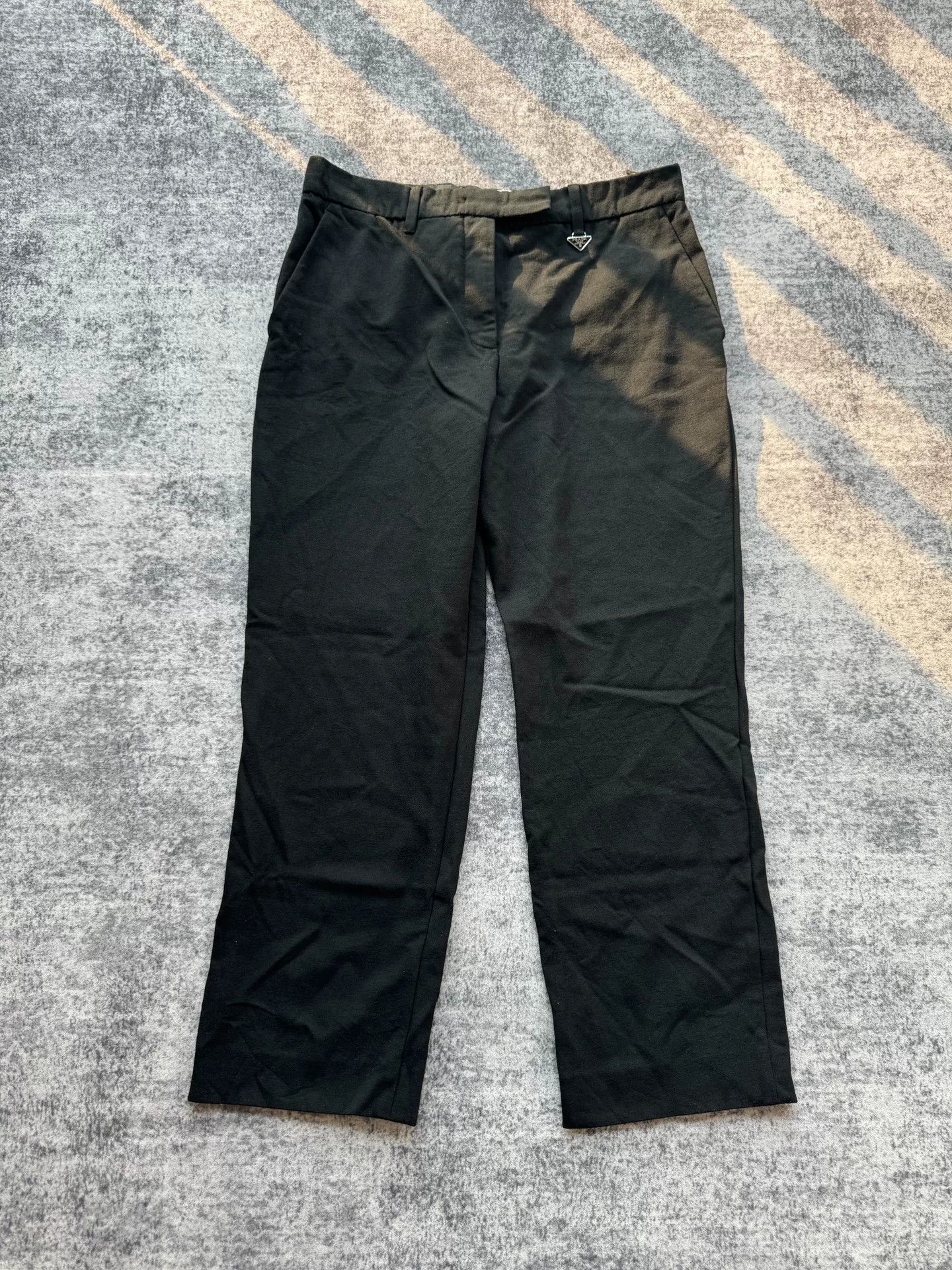Prada Prada Black Trousers with Triangle Pendant Size US 27 - 1 Thumbnail