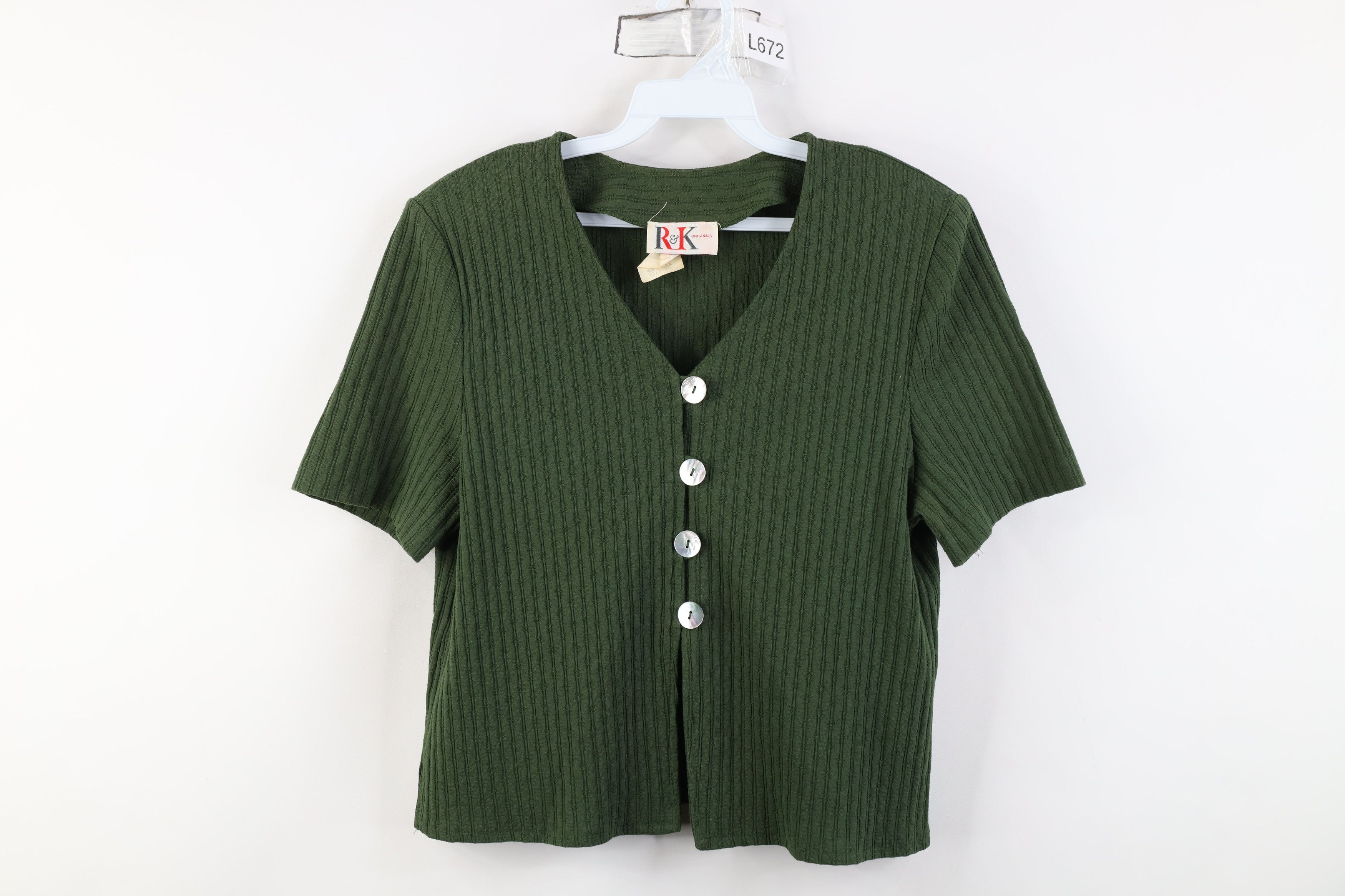 Vintage Vintage 90s Y2K Babydoll Ribbed Knit Cardigan Shirt USA Size XXL / US 16-18 / IT 52-54 - 1 Thumbnail