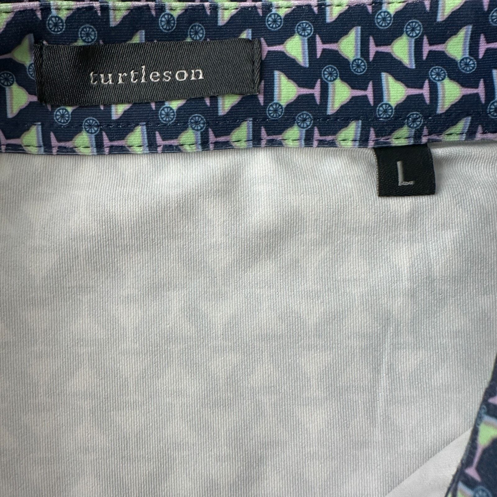 Other Turtleson Polo Shirt Men Large Blue Margarita Cocktail AOP Size US L / EU 52-54 / 3 - 7 Thumbnail