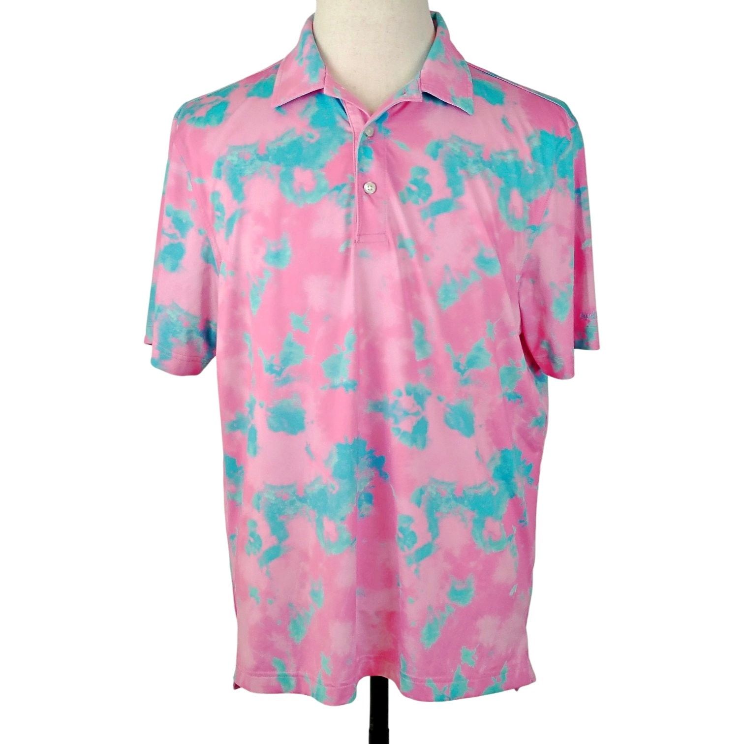 Chubbies Chubbies Pink Blue Tie Dye Performance Golf Polo UPF Wicking Size US M / EU 48-50 / 2 - 2 Thumbnail