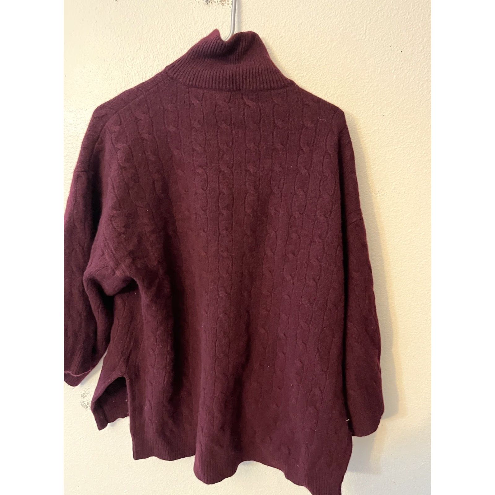 Ralph Lauren RALPH LAUREN Womens Cashmere Cable Knit Cardigan Sweater Red M 3/4 Sleeve Turtleneck Size M / US 6-8 / IT 42-44 - 3 Thumbnail