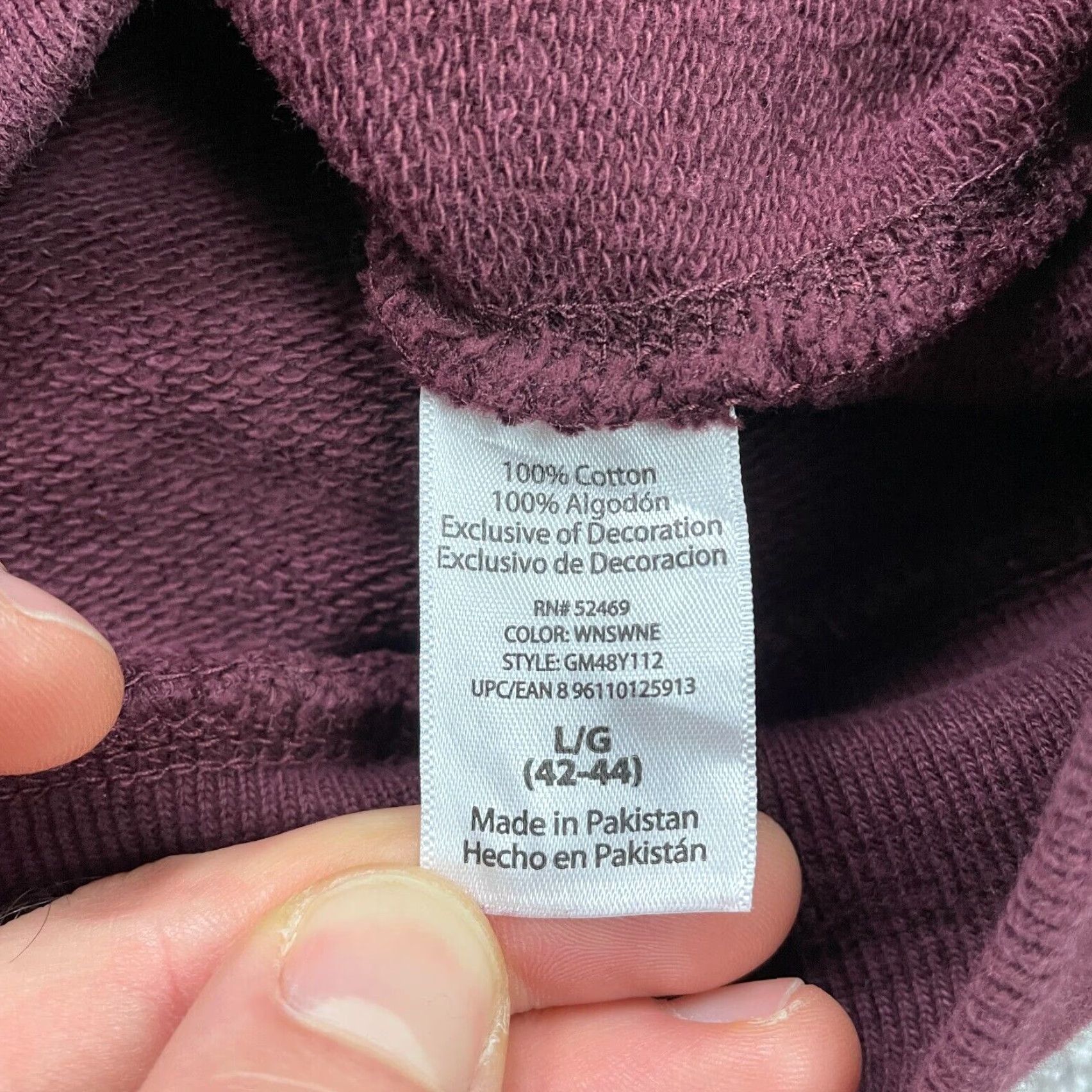 George George Pullover Sweatshirt Mens Large Maroon Crew Neck Long Sleeve Cotton Size US L / EU 52-54 / 3 - 6 Thumbnail