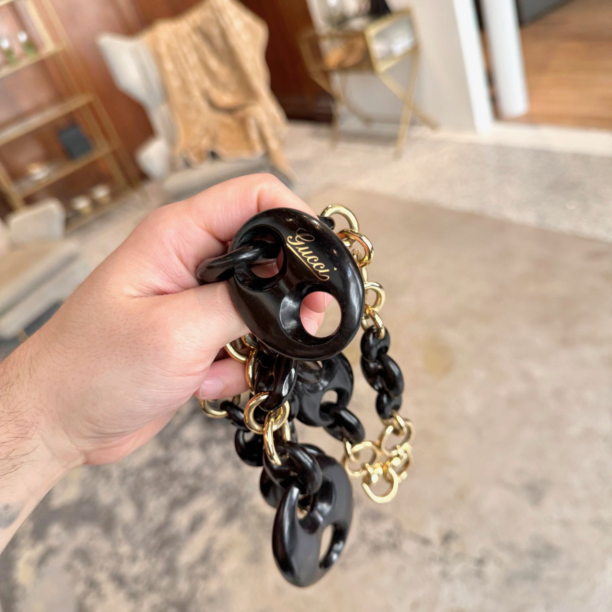 Gucci Gucci Vintage 18k Gold Wood Marina Link Chain Necklace Size ONE SIZE - 12 Thumbnail