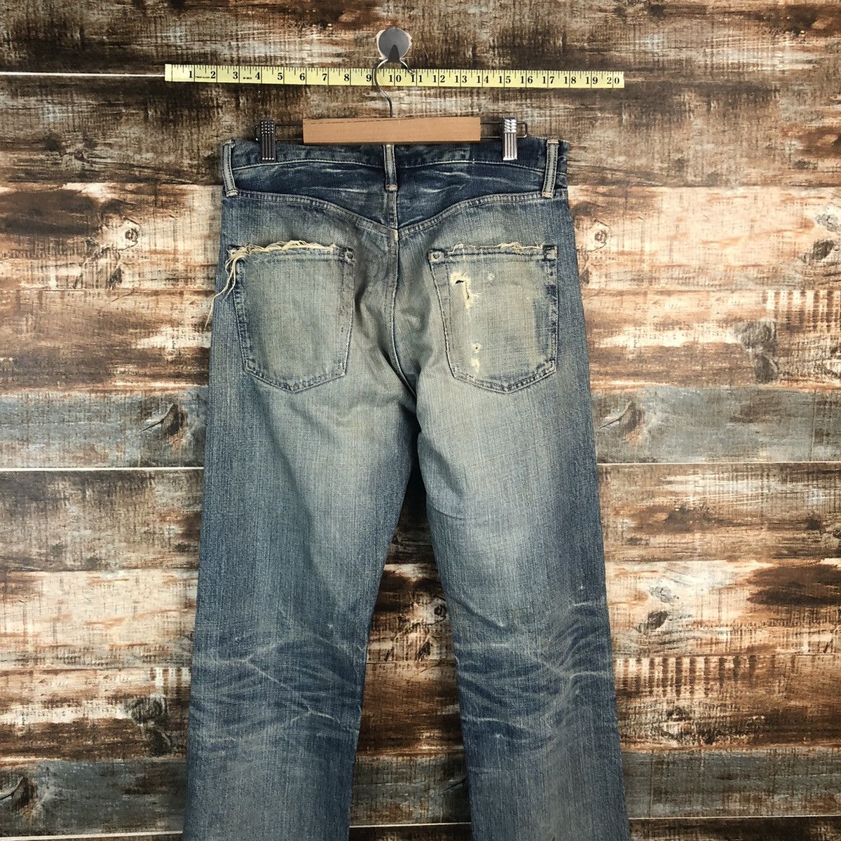 Japanese Brand DL Japanese Brand Blue Distressed Denim Pants #C089 Size US 31 - 13 Thumbnail
