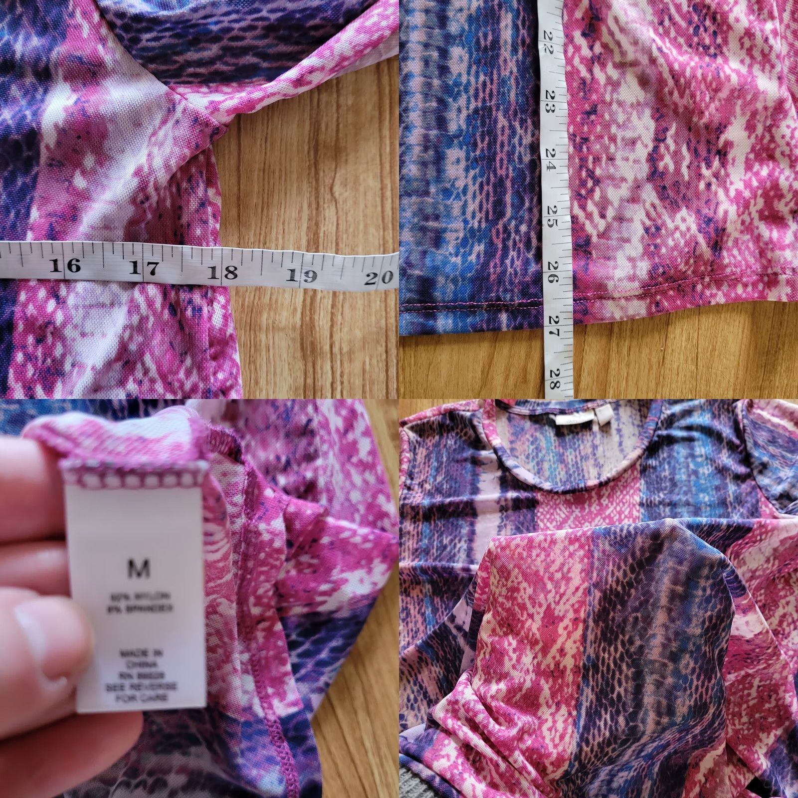 Vintage LOGO by Lori Goldstein Shirt Womens Medium Pink Purple Snakeskin Sheer Glam Blouse Size M / US 6-8 / IT 42-44 - 8 Thumbnail