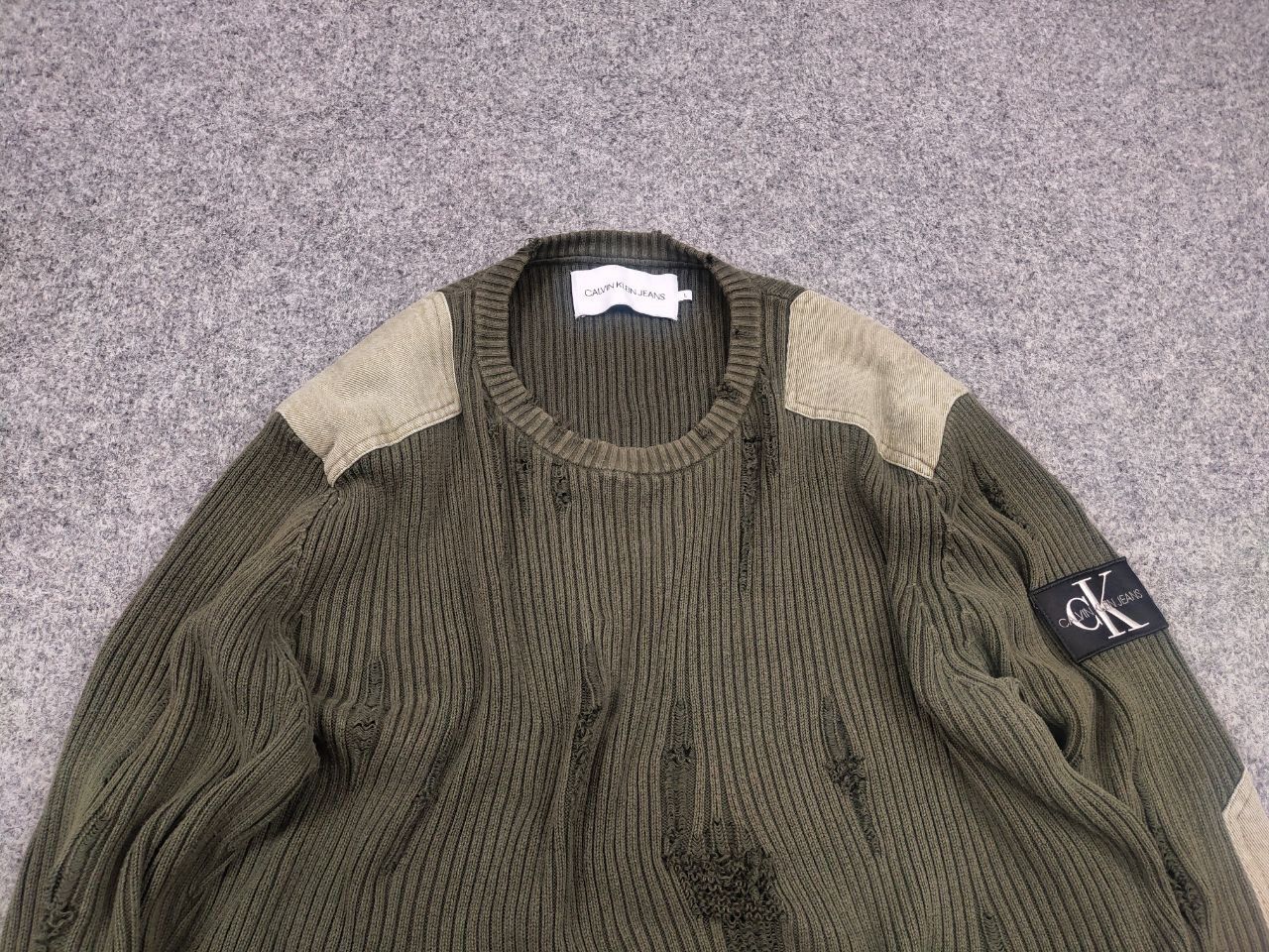 Calvin Klein 205W39NYC Calvin Klein Raf Simons Distressed Military Ribbed Sweater Size US L / EU 52-54 / 3 - 4 Thumbnail