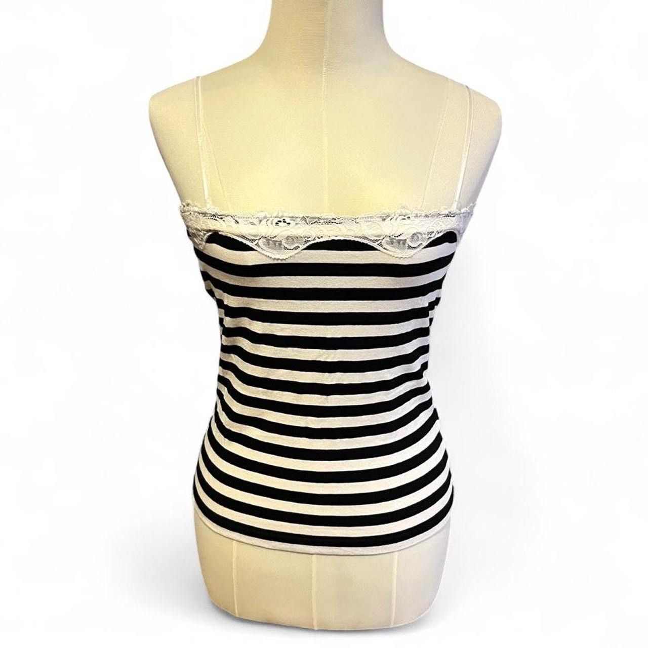 Other Vintage y2k coquette grunge striped lace trim tank top Size XS / US 0-2 / IT 36-38 - 1 Thumbnail
