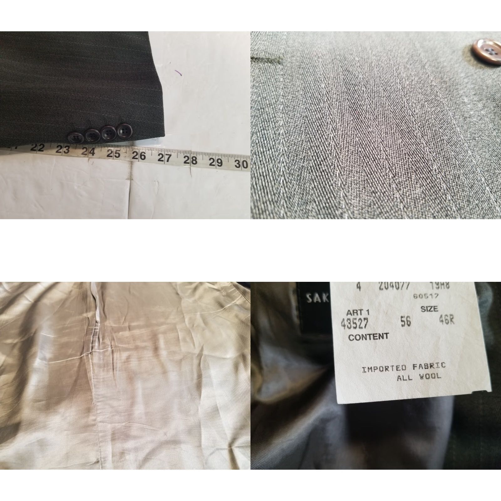 Hugo Boss VTG Hugo Boss Wool Blazer Gray Pin Stripe Mens 46R USA Jacket/Coat Long Striped Suit Jacket Men Size 46R - 8 Thumbnail