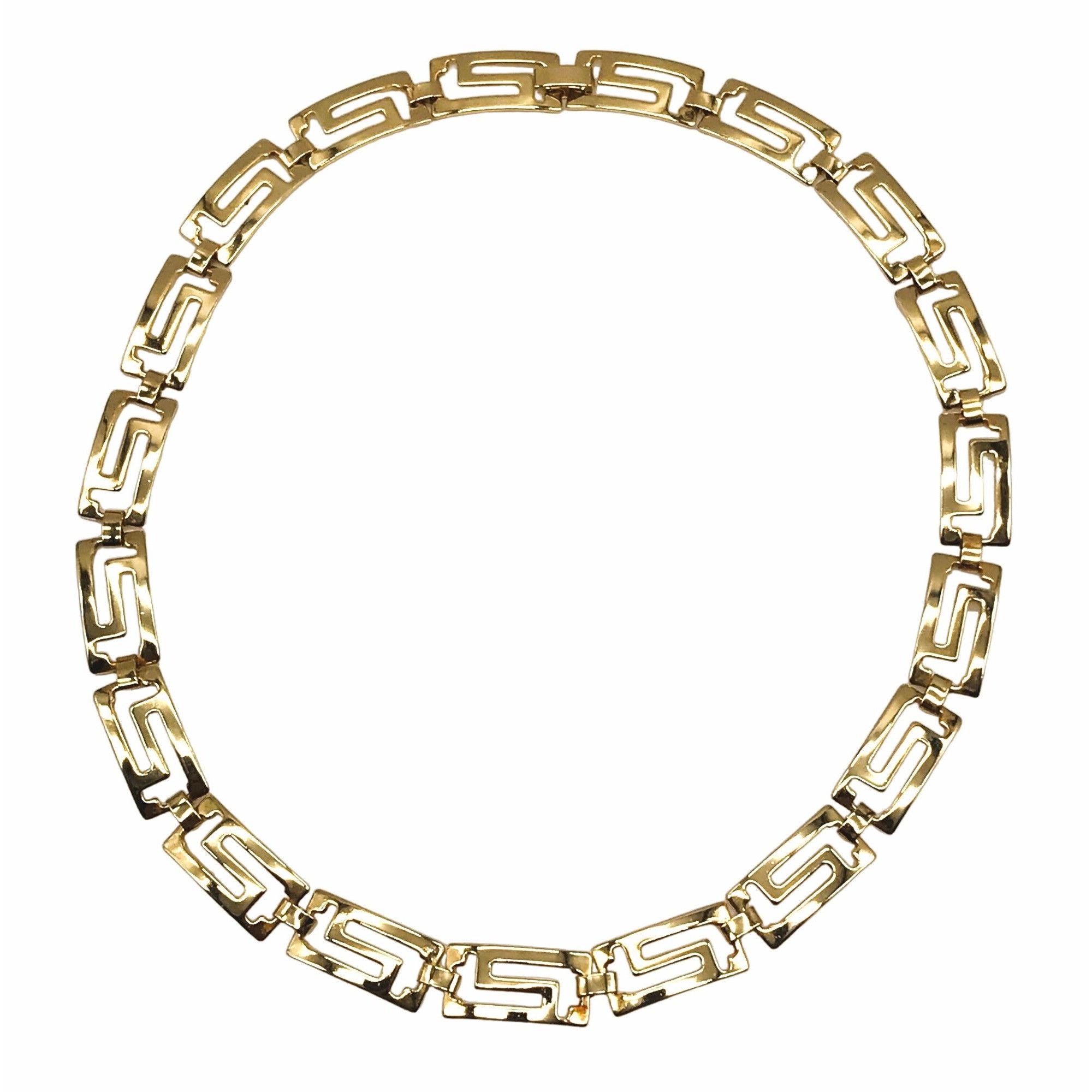 Vintage MCM Greek Key Collar Necklace Link Gold Plated? Vintage Mean Size ONE SIZE - 4 Thumbnail