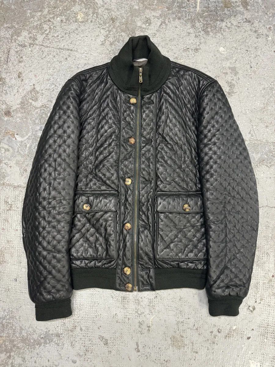 Yves Saint Laurent Green Bomber Leather Jacket
