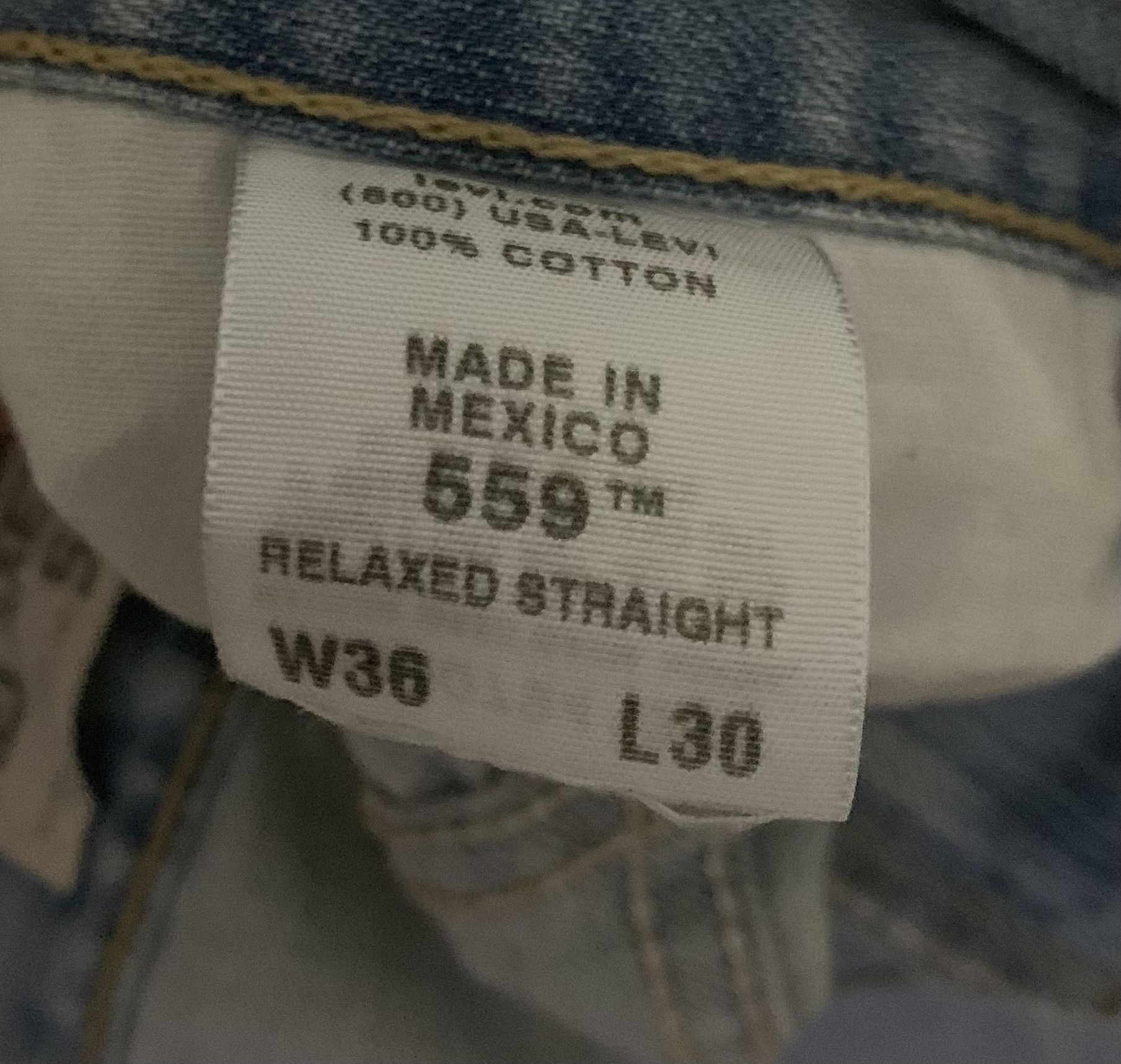 Levi's Levi's 559 Jeans Mens 36x30 Relaxed Straight Rinsed Blue Size US 36 / EU 52 - 4 Thumbnail