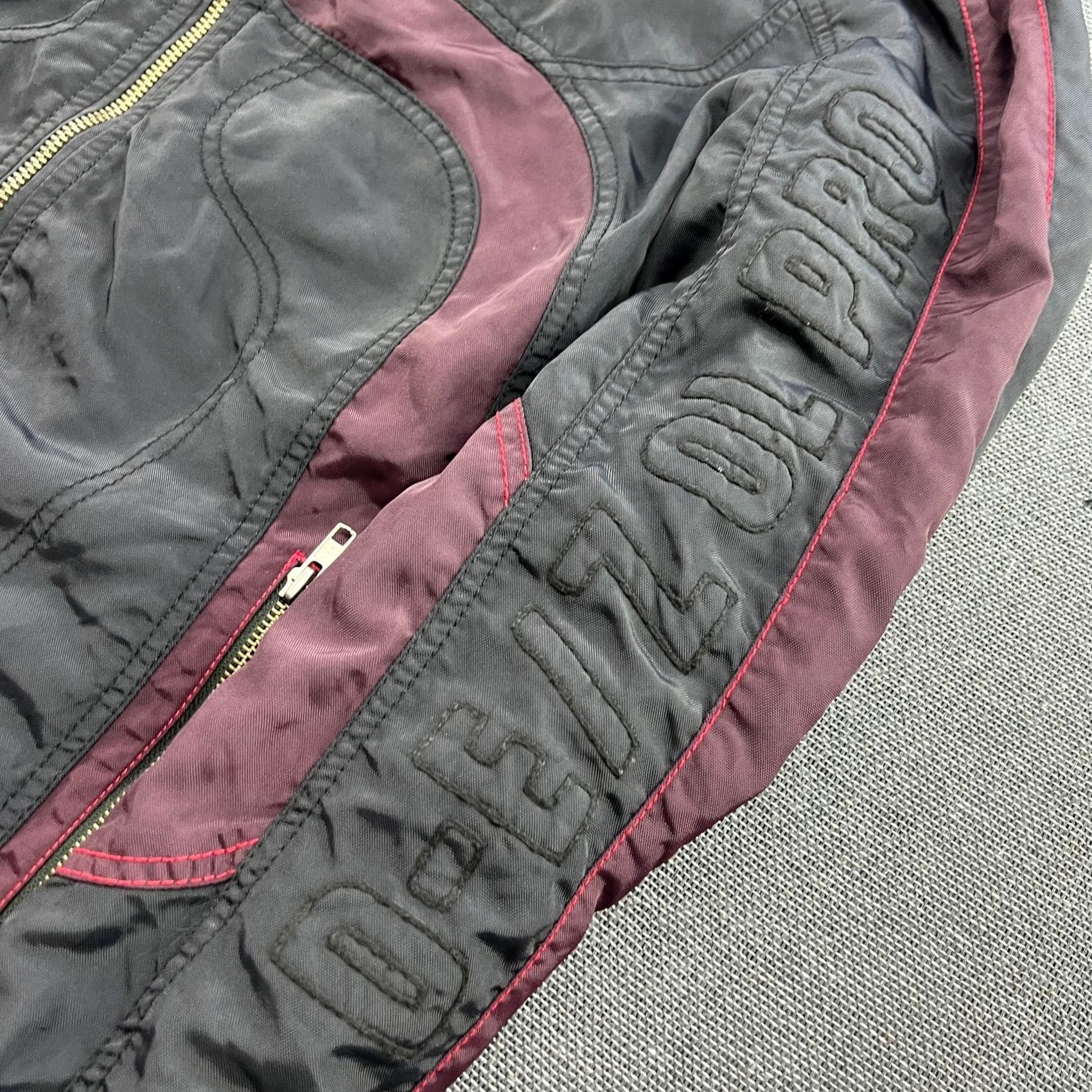Diesel Diesel Motorcycle Bomber Jacket XL Black Red Maroon racing Nylon Mens Size US XL / EU 56 / 4 - 6 Thumbnail
