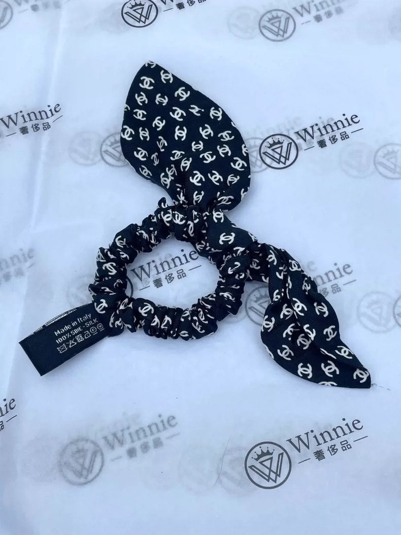 Chanel Chanel 23P black full logo bow hair ring 2504-Nextarrow Size ONE SIZE - 2 Thumbnail