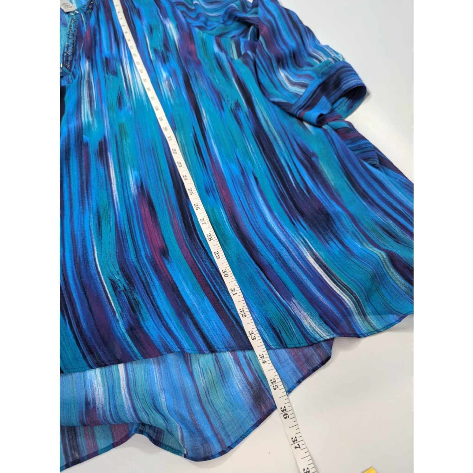 Vintage Catherines Boho Beaded Tunic Top Sheer Flowy Asymmetric Plus 3X 26/28W Festival Shirt Women Mens? Size XXL / US 16-18 / IT 52-54 - 5 Thumbnail