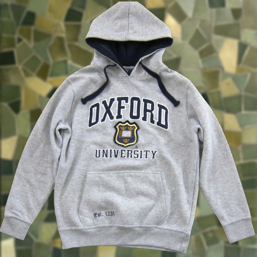 Vintage Official Oxford University Merchandise Sweatshirt Shirt Men L Grey Hooded 80s University Logo Size US L / EU 52-54 / 3 - 1 Thumbnail