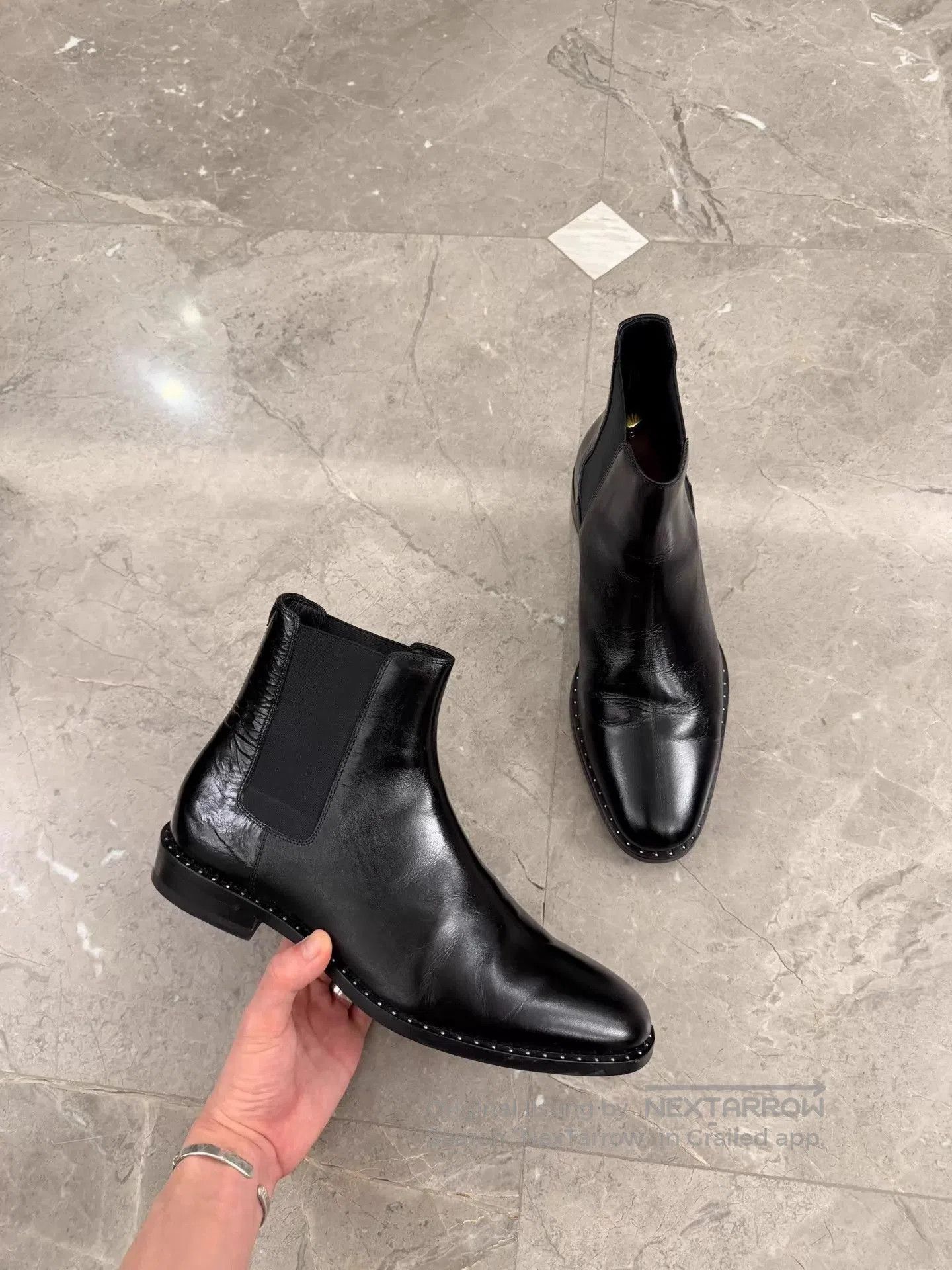 Saint Laurent Paris Black Leather Chelsea Boots with Studded Soles. Size US 9 / EU 42 - 1 Thumbnail