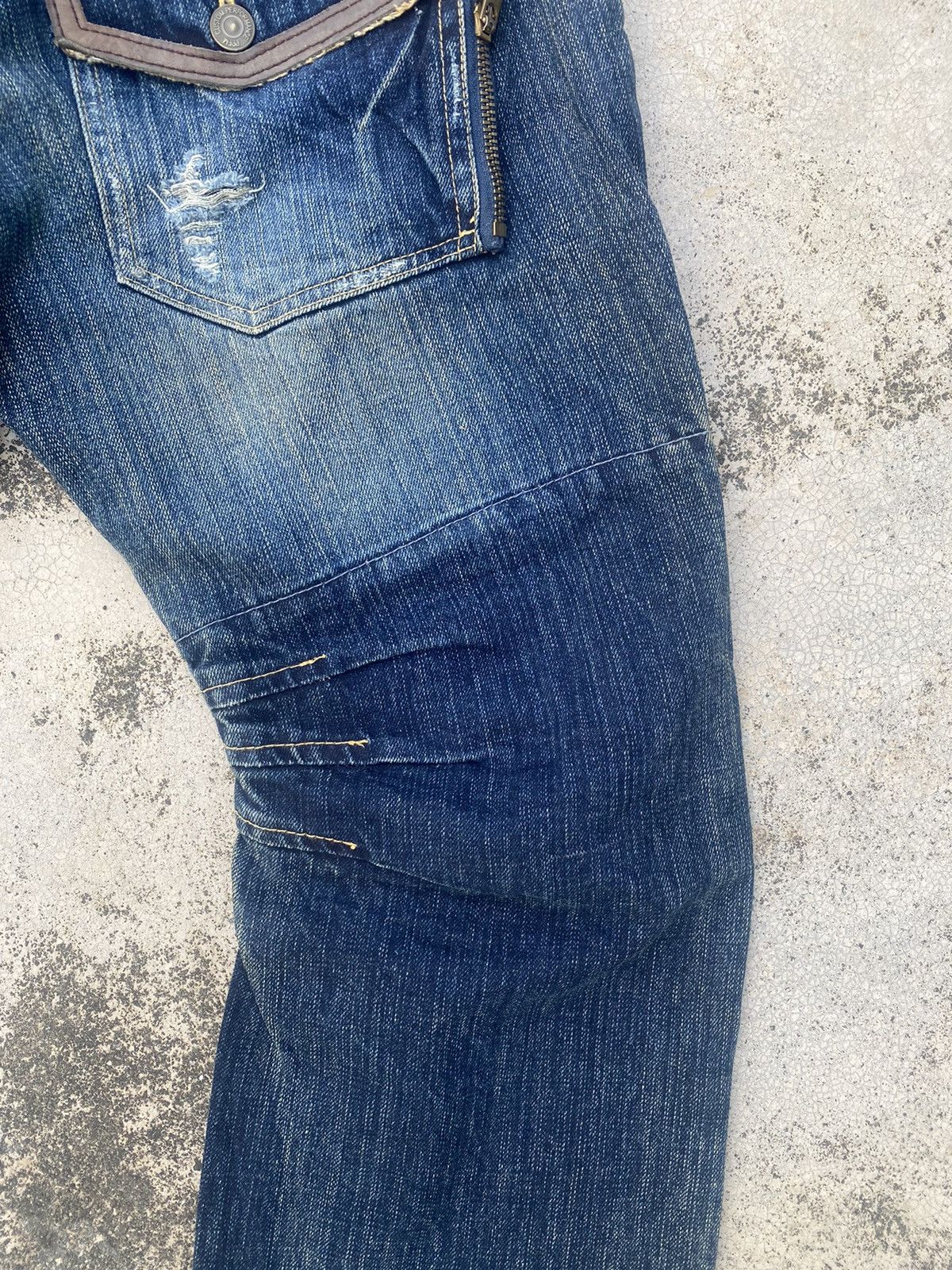 If Six Was Nine × Japanese Brand × PPFM PPFM Double Waist Distressed Zipper Denim Jeans Size US 31 - 18 Thumbnail