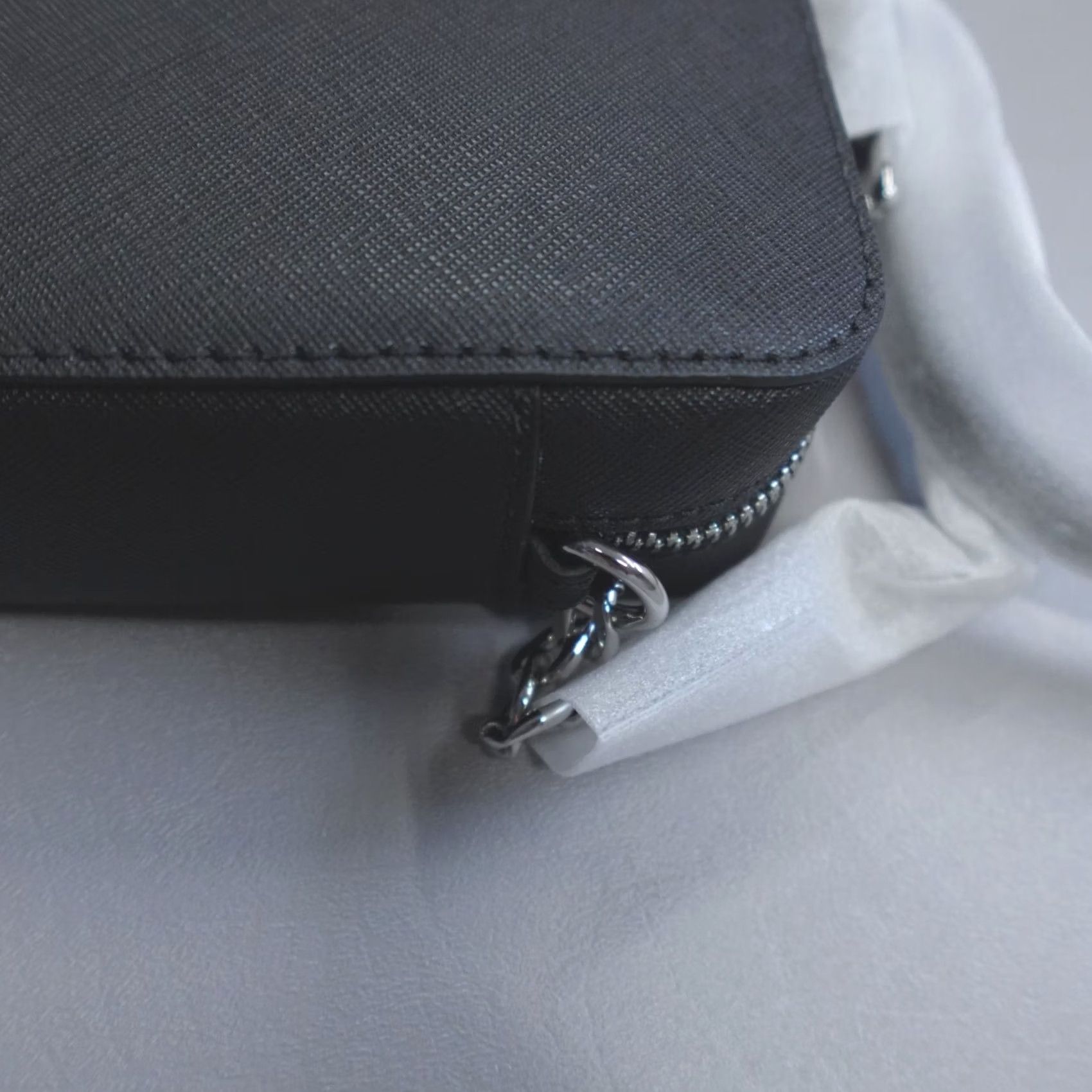 Michael Kors Michael Kors Bag Large Jet Set EW Crossbody Leather Black Silver Zipper Adjustable Strap Designer Womens Size ONE SIZE - 3 Thumbnail