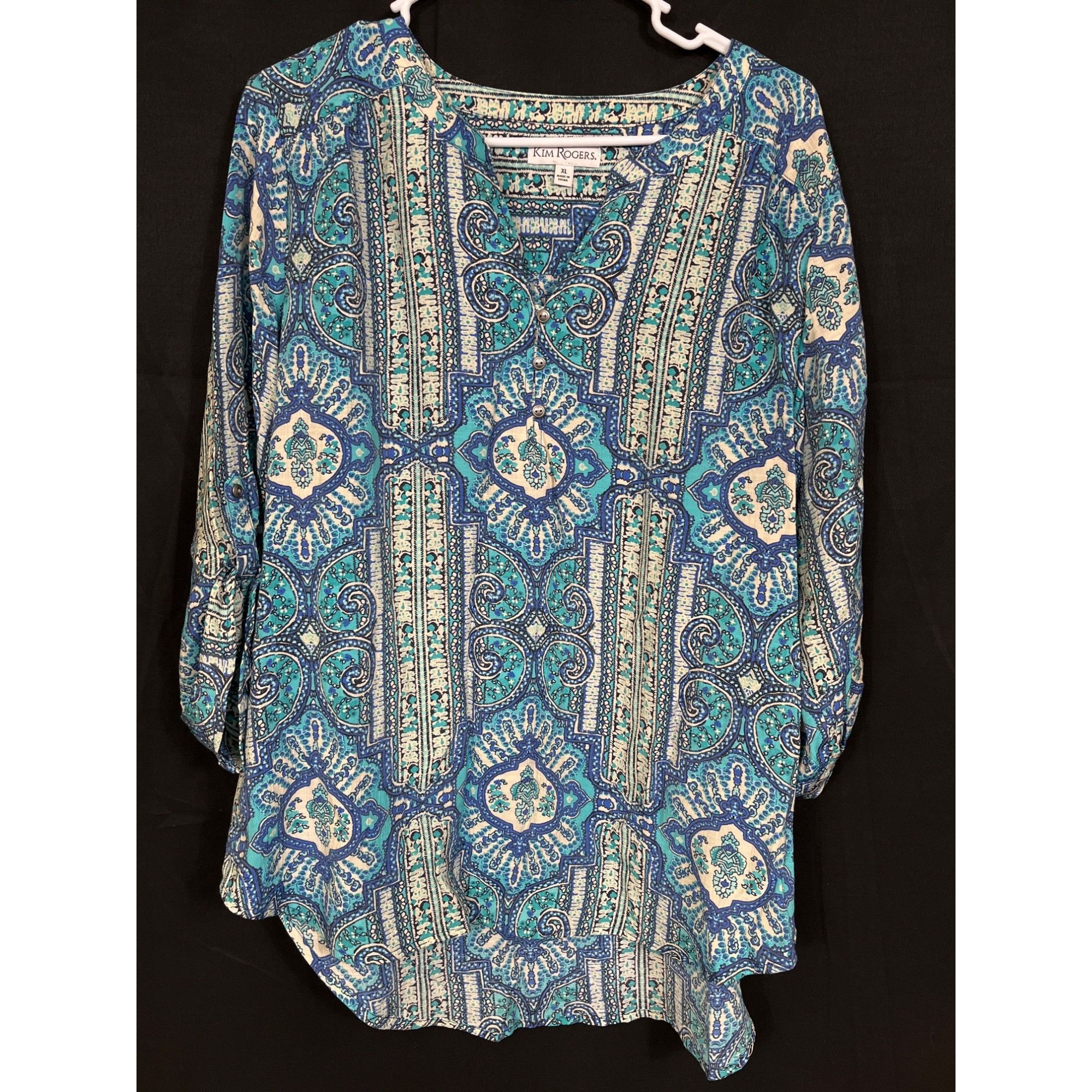 Other Kim Rogers SKU 7729 Womens Blue and Green Paisley Blouse Siz Size XL / US 12-14 / IT 48-50 - 1 Thumbnail