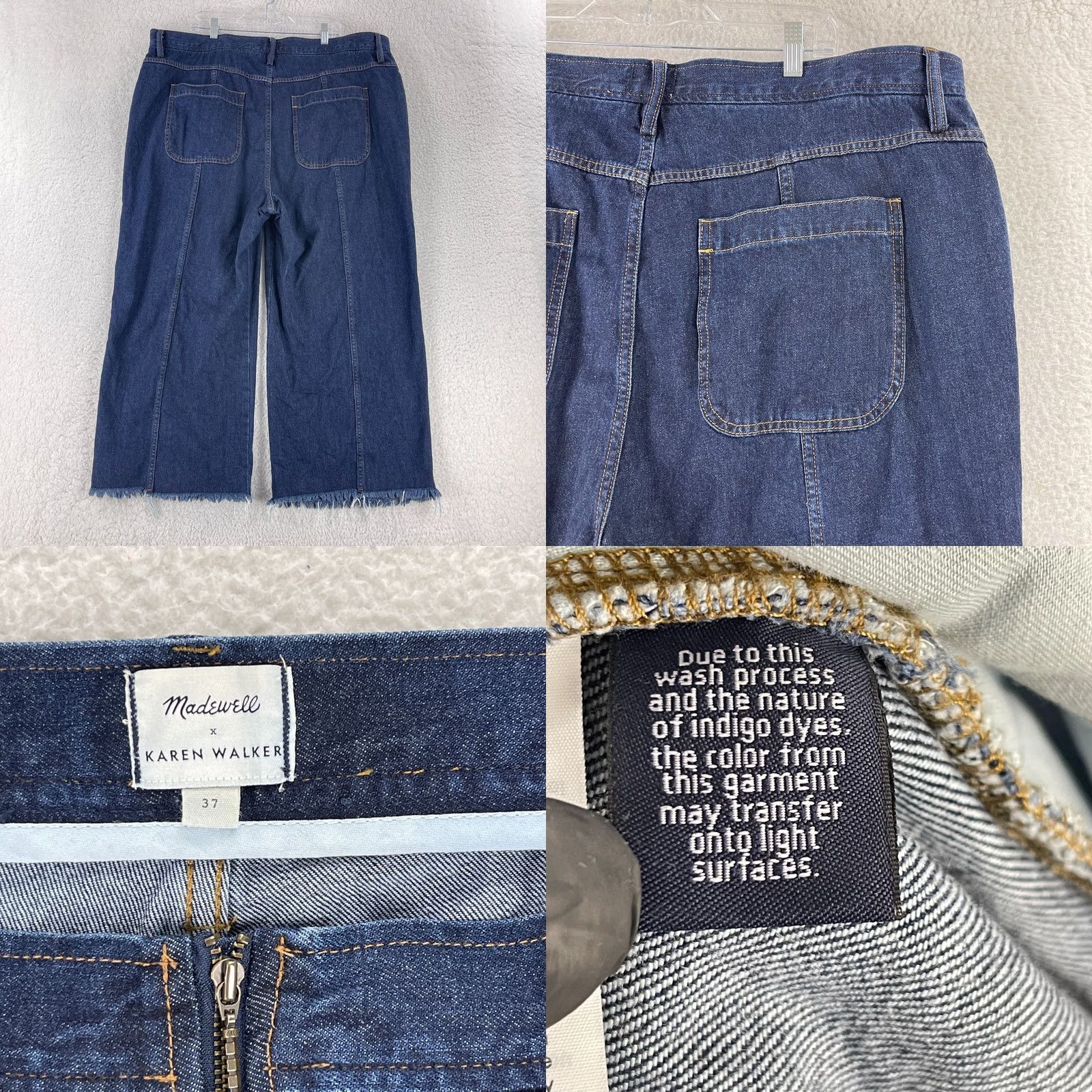 Madewell Madewell x Karen Walker Blazar Zip Jeans Womens Size 37 Wide-Leg Blue Frayed Hem Jeans Size 25" / US 0 / IT 36 - 9 Thumbnail